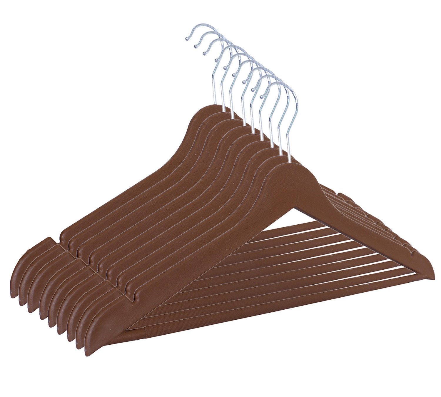 Kuber Industries Hanger|Durable & Lightweight Coat and Clothes Hangers|Notches Wardrobe Organization With 360 Degree Swivel Hook|(Brown)