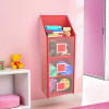 Hanging Almirah | Folding Baby Almirah | 4 Compartments Storage Almirah | Hanging Wall Almirah | Wardrobe Organizer for Cloth-Shoes-Toys | Hathkadi | Red