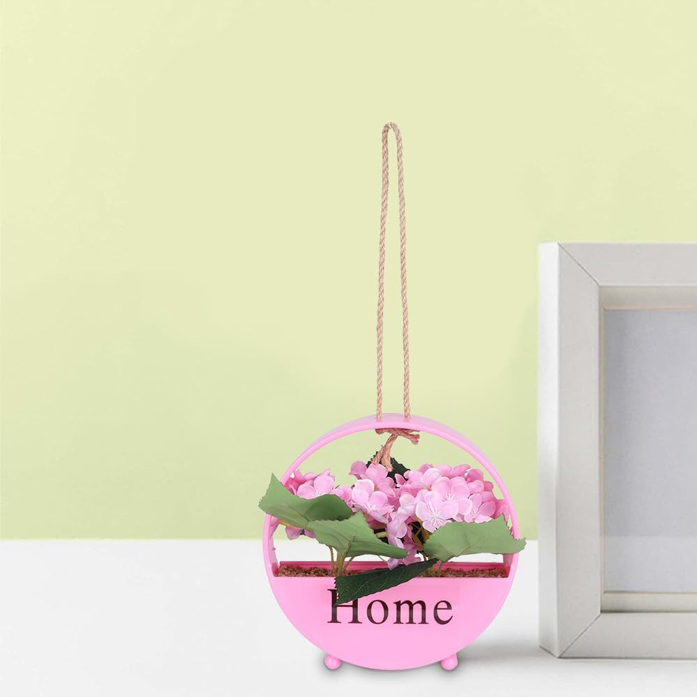 Kuber Industries Hanging Artificial Plants for Home DÃ©cor|Natural Looking Indoor Fake Plants with Pot|Artificial Flowers for Decoration (Pink)