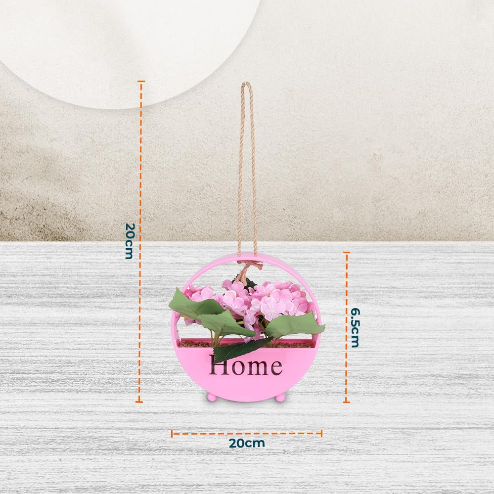 Kuber Industries Hanging Artificial Plants for Home DÃ©cor|Natural Looking Indoor Fake Plants with Pot|Artificial Flowers for Decoration (Pink)