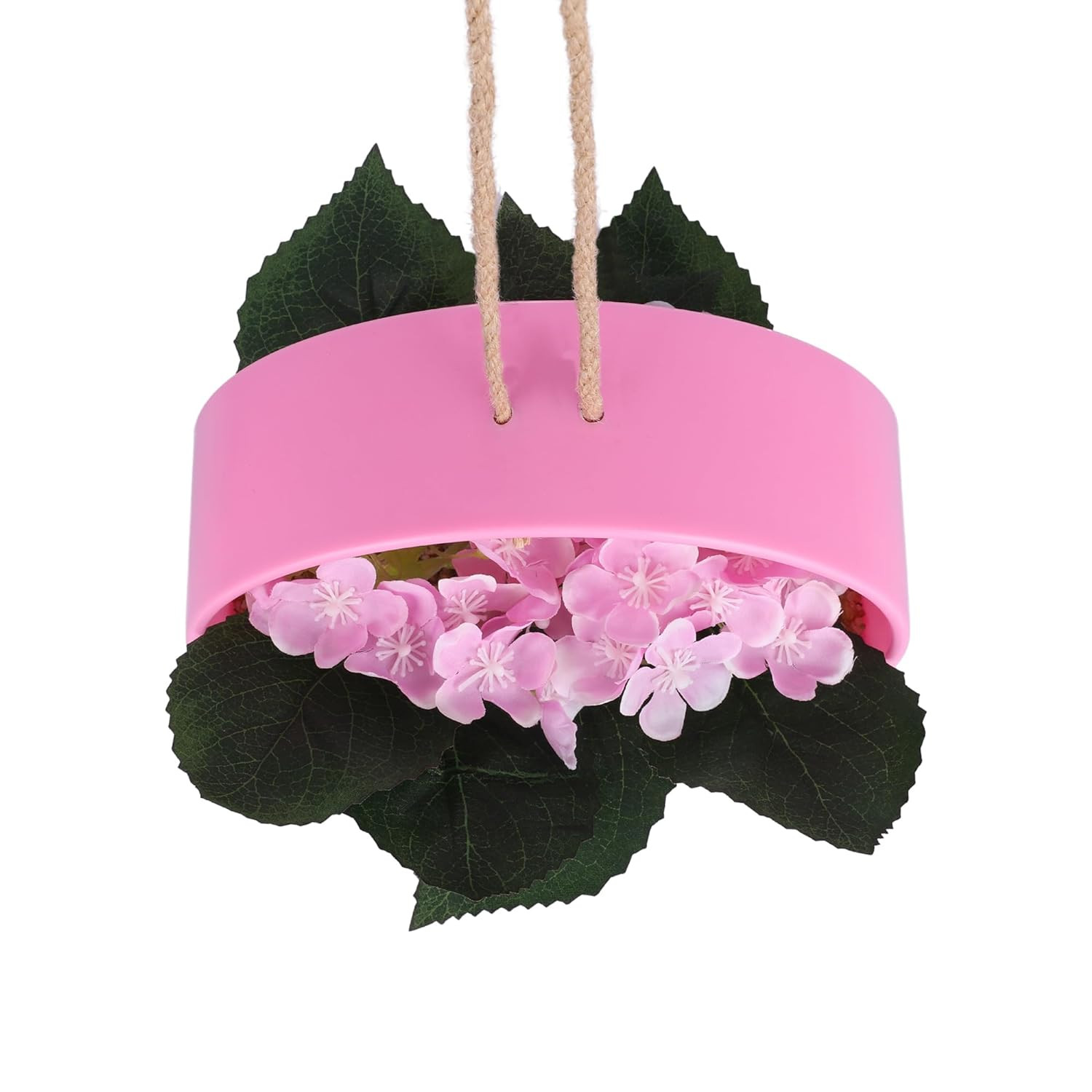 Kuber Industries Hanging Artificial Plants for Home DÃ©cor|Natural Looking Indoor Fake Plants with Pot|Artificial Flowers for Decoration (Pink)