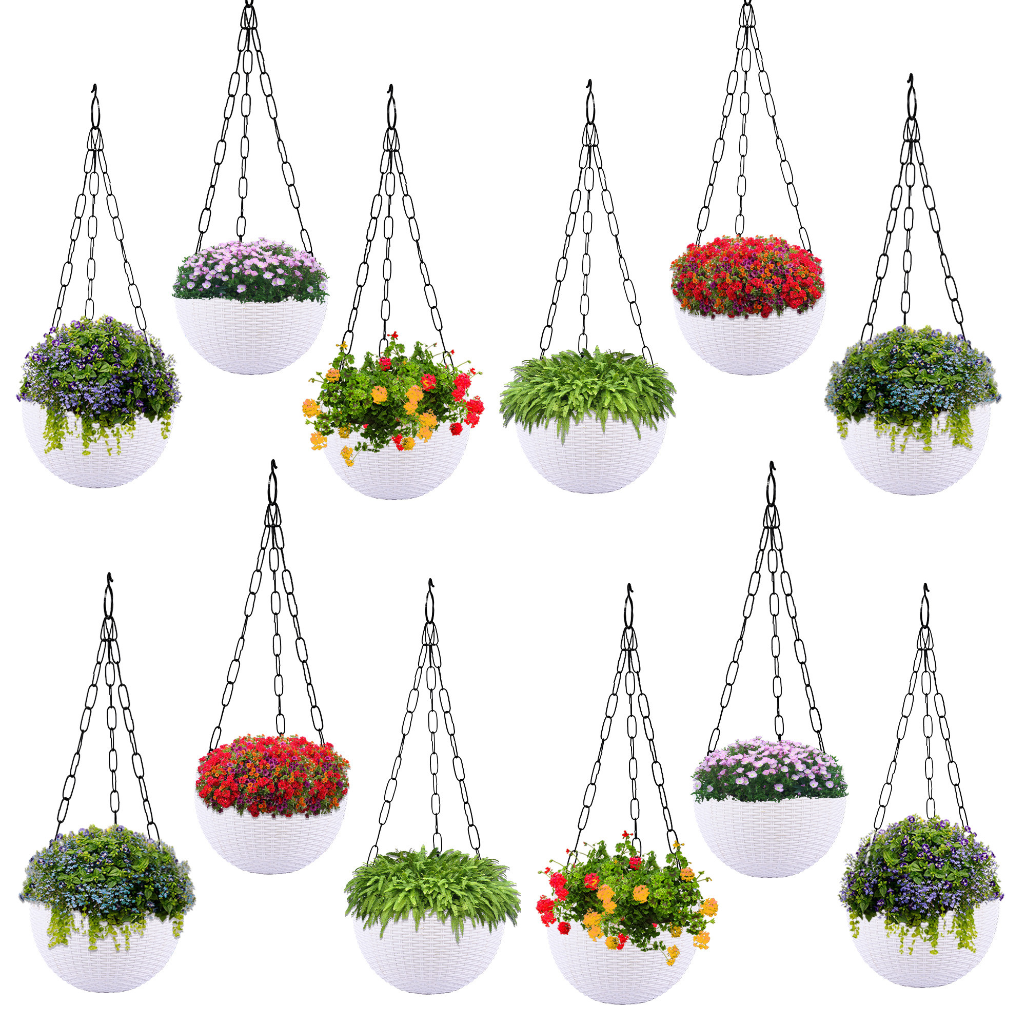 Kuber Industries Hanging Flower Pot  | Hanging Flower Pot for Living Room | Hanging Pot for Home-Lawns & Gardening | Flower Planter for Balcony | Plain Euro | 7 Inch | White