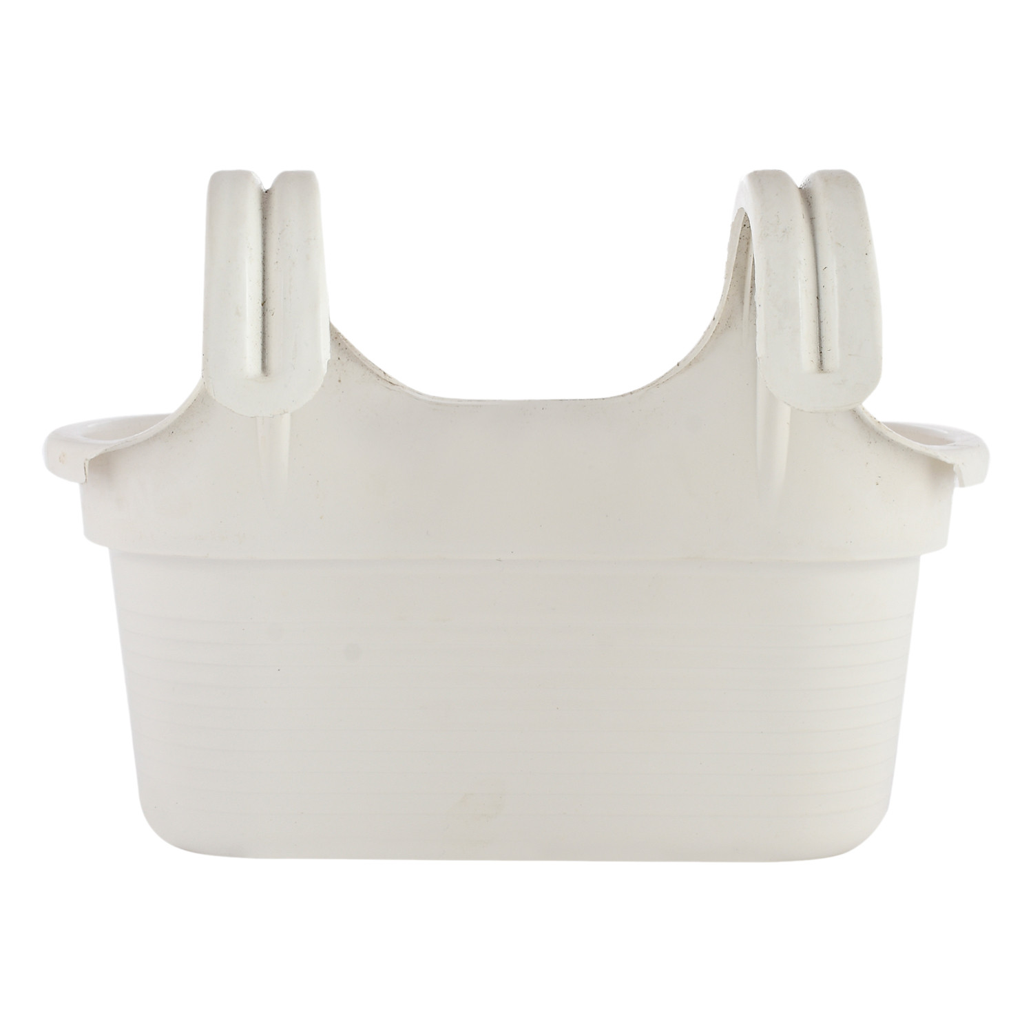 Kuber Industries Hanging Flower Pot|Double Hook Plant Container|Durable Plastic Glossy Finish Pots for Home|Balcony|Garden|12 Inch (White)