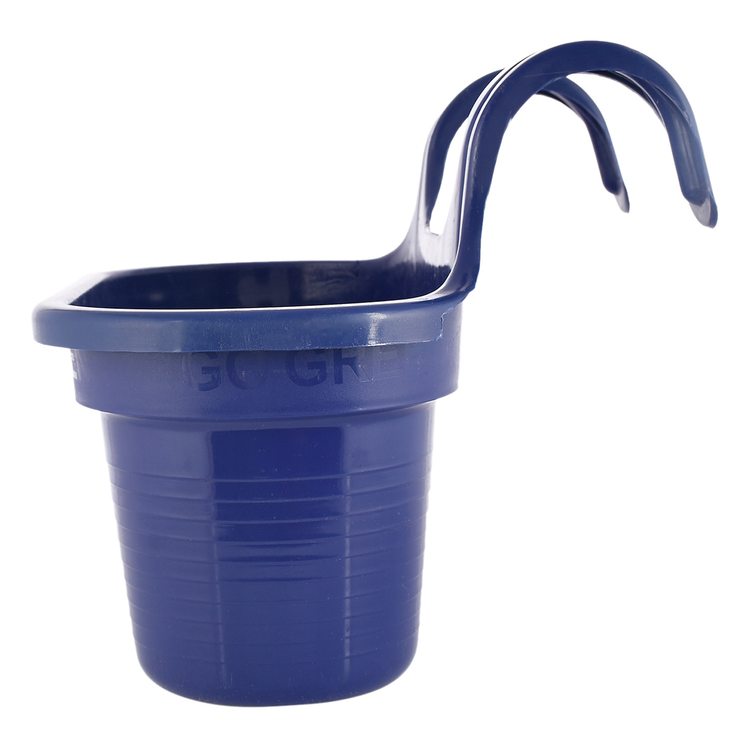 Kuber Industries Hanging Flower Pot|Double Hook Plant Container|Durable Plastic Glossy Finish Pots for Home|Balcony|Garden|12 Inch (Blue)