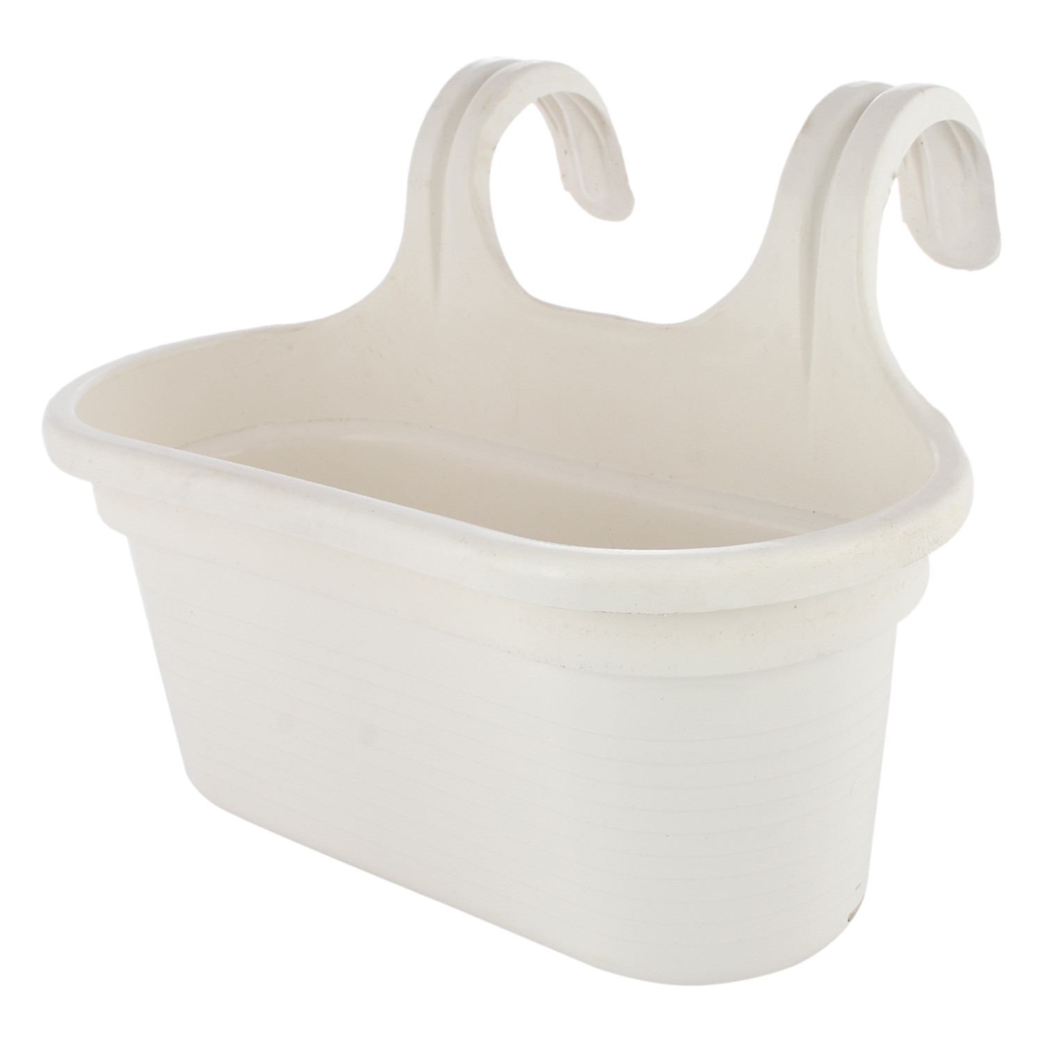 Kuber Industries Hanging Flower Pot|Double Hook Plant Container|Durable Plastic Glossy Finish Pots for Home|Balcony|Garden|12 Inch|Pack of 2 (White & Yellow)