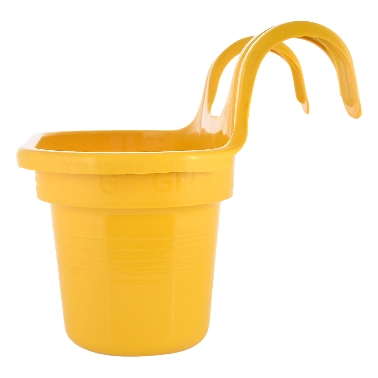 Kuber Industries Hanging Flower Pot|Double Hook Plant Container|Durable Plastic Glossy Finish Pots for Home|Balcony|Garden|12 Inch|Pack of 2 (Yellow & Red)