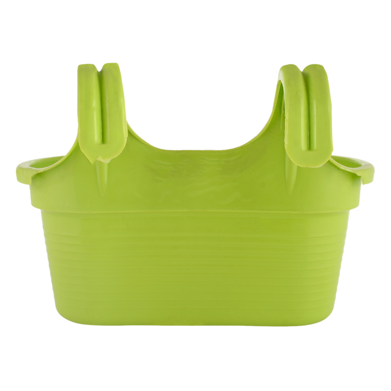 Kuber Industries Hanging Flower Pot|Double Hook Plant Container|Durable Plastic Glossy Finish Pots for Home|Balcony|Garden|12 Inch|Pack of 2 (Yellow & Green)