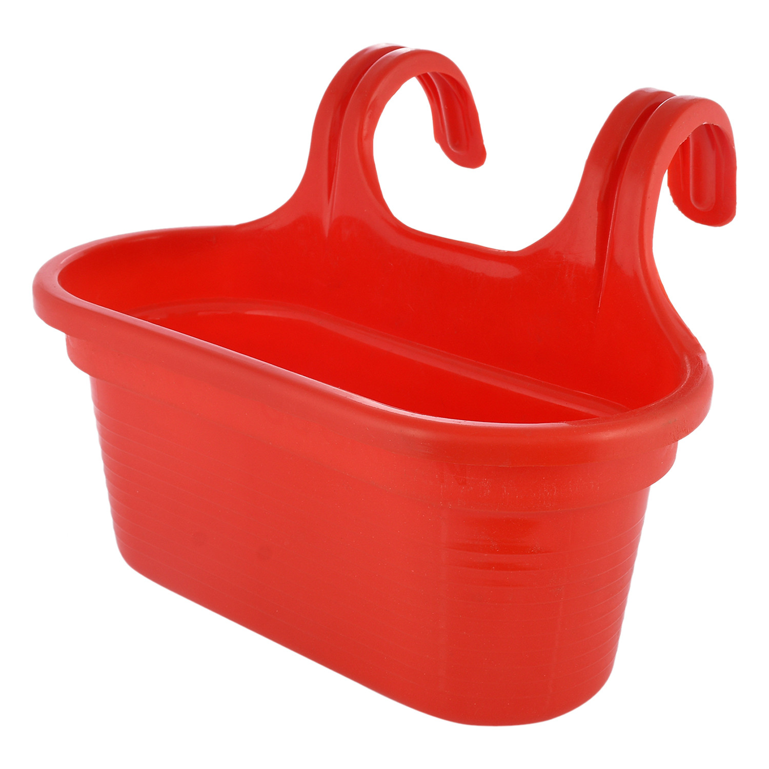 Kuber Industries Hanging Flower Pot|Double Hook Plant Container|Durable Plastic Glossy Finish Pots for Home|Balcony|Garden|12 Inch|Pack of 3 (Multicolor)