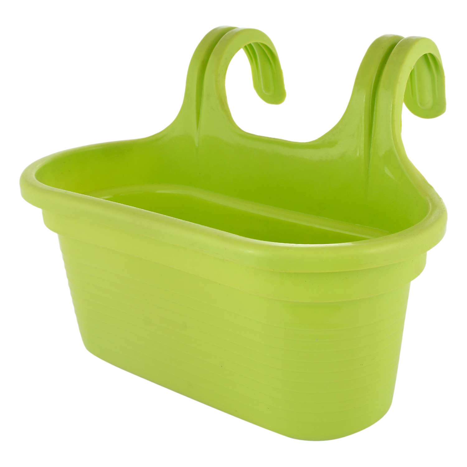 Kuber Industries Hanging Flower Pot|Double Hook Plant Container|Durable Plastic Glossy Finish Pots for Home|Balcony|Garden|12 Inch|Pack of 4 (Multicolor)