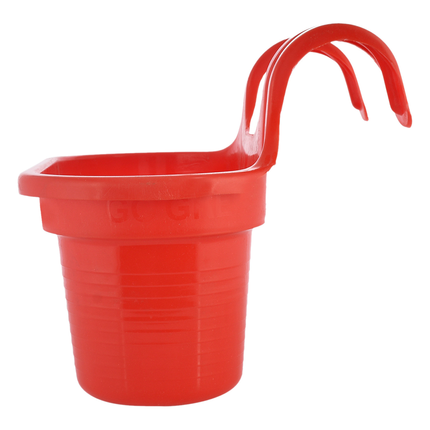 Kuber Industries Hanging Flower Pot|Double Hook Plant Container|Durable Plastic Glossy Finish Pots for Home|Balcony|Garden|12 Inch|Pack of 4 (Multicolor)