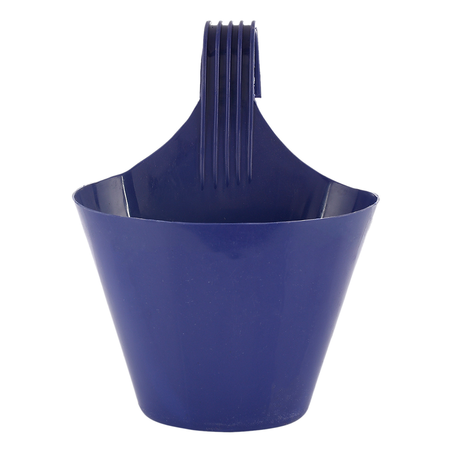 Kuber Industries Hanging Flower Pot|Single Hook Plant Container|Durable Plastic Glossy Finish Pots for Home|Balcony|Garden|9 Inch|(Blue)