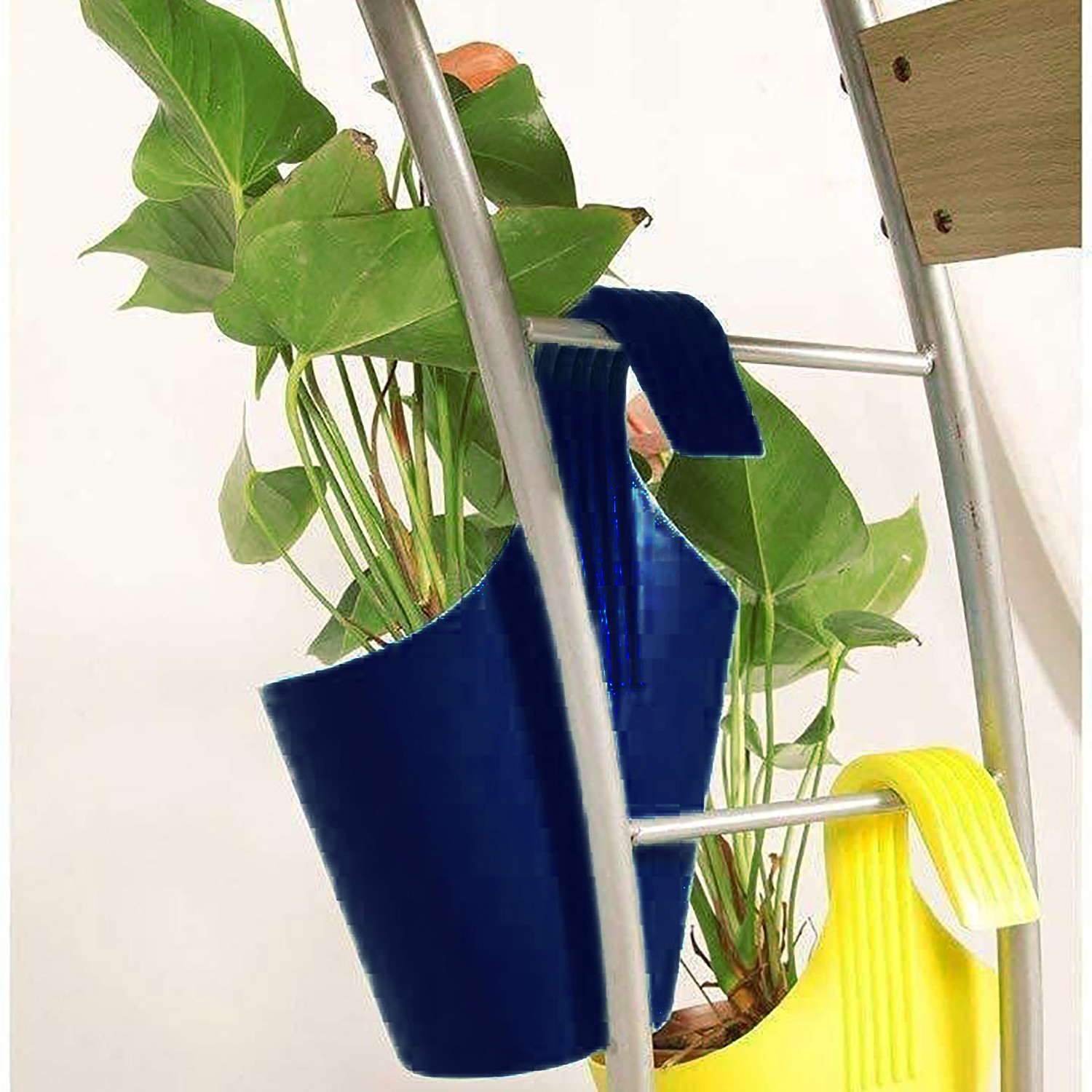 Kuber Industries Hanging Flower Pot|Single Hook Plant Container|Durable Plastic Glossy Finish Pots for Home|Balcony|Garden|9 Inch|(Blue)