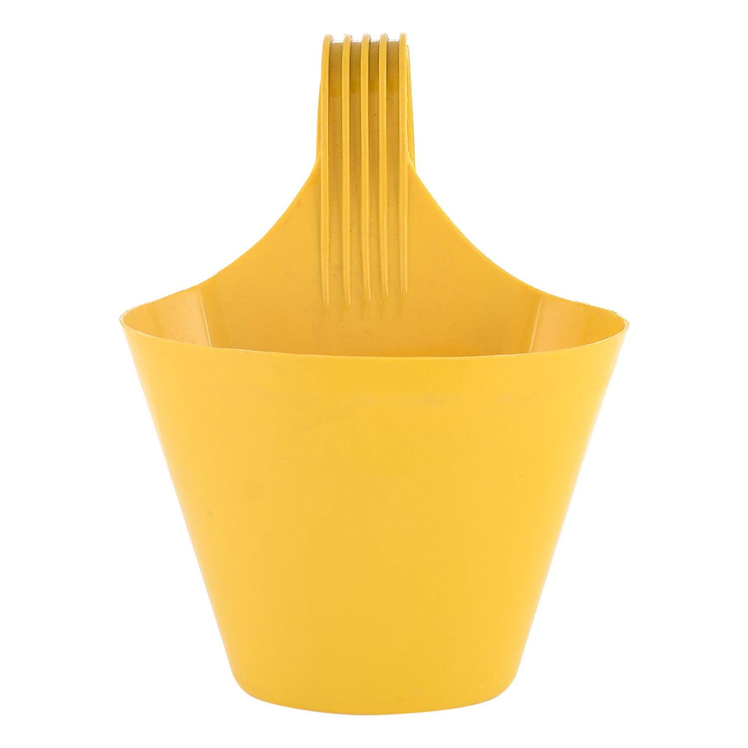 Kuber Industries Hanging Flower Pot|Single Hook Plant Container|Durable Plastic Glossy Finish Pots for Home|Balcony|Garden|9 Inch|(Yellow)