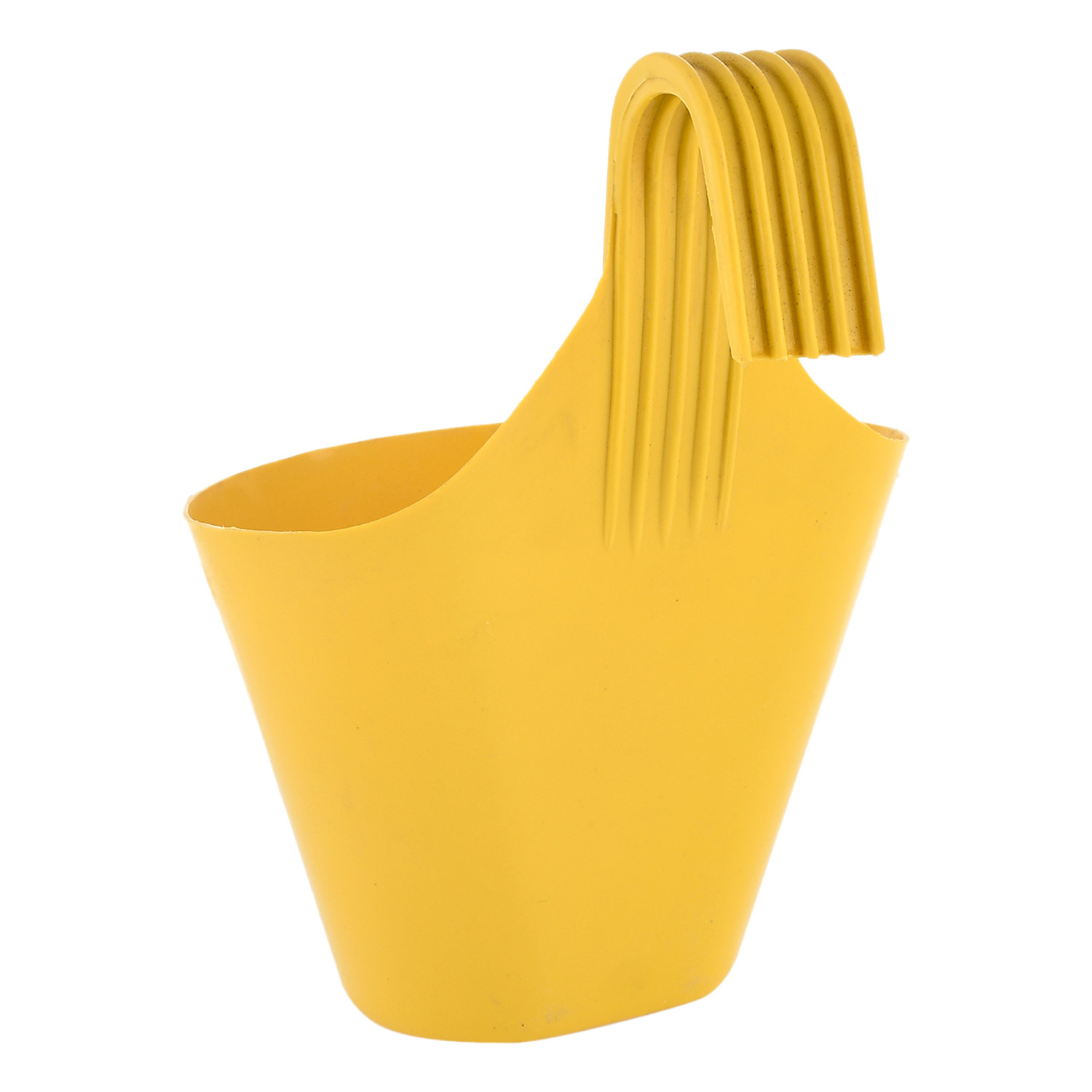 Kuber Industries Hanging Flower Pot|Single Hook Plant Container|Durable Plastic Glossy Finish Pots for Home|Balcony|Garden|9 Inch|(Yellow)
