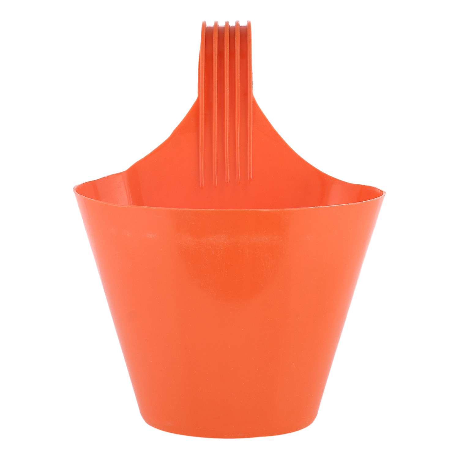 Kuber Industries Hanging Flower Pot|Single Hook Plant Container|Durable Plastic Glossy Finish Pots for Home|Balcony|Garden|9 Inch|(Orange)