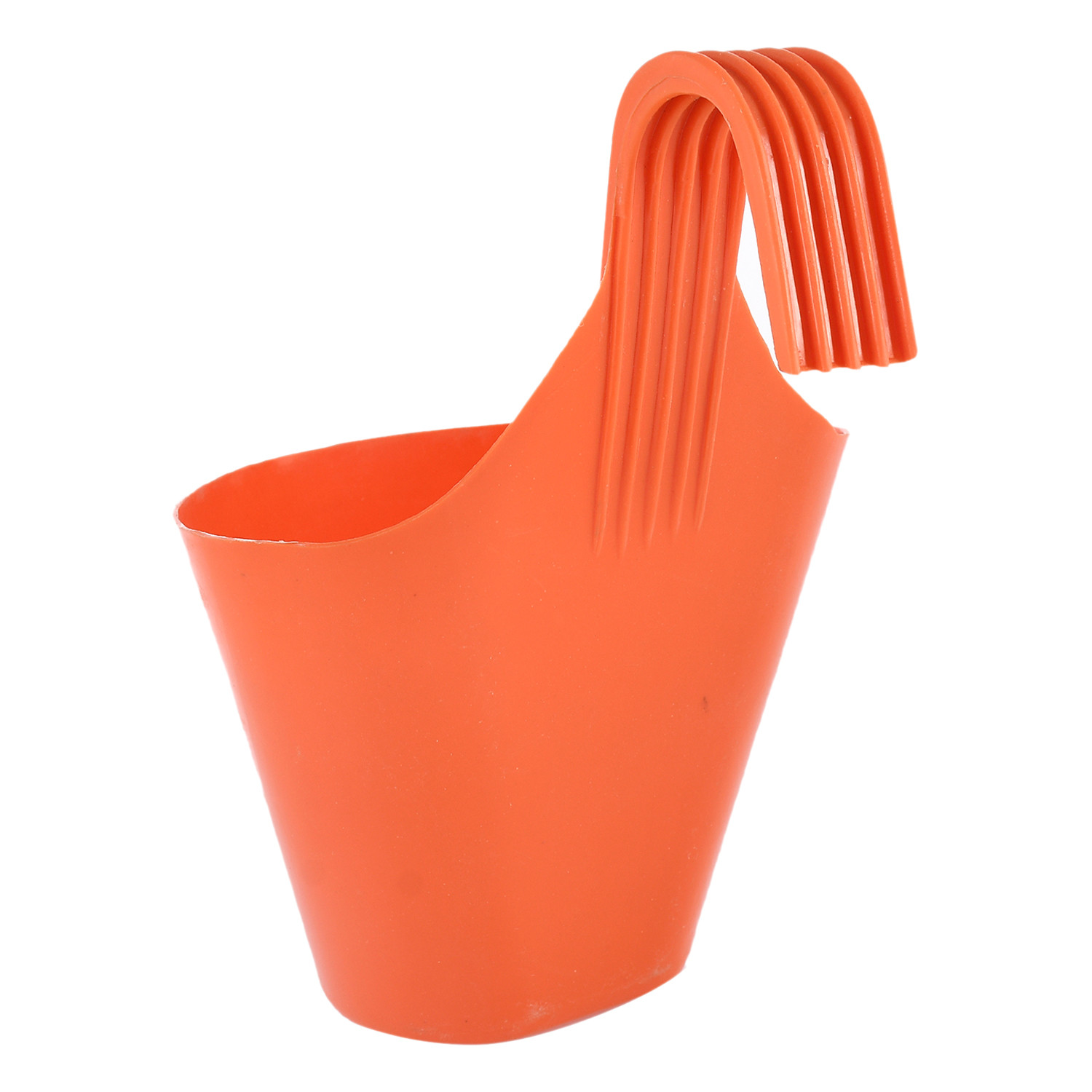 Kuber Industries Hanging Flower Pot|Single Hook Plant Container|Durable Plastic Glossy Finish Pots for Home|Balcony|Garden|9 Inch|(Orange)