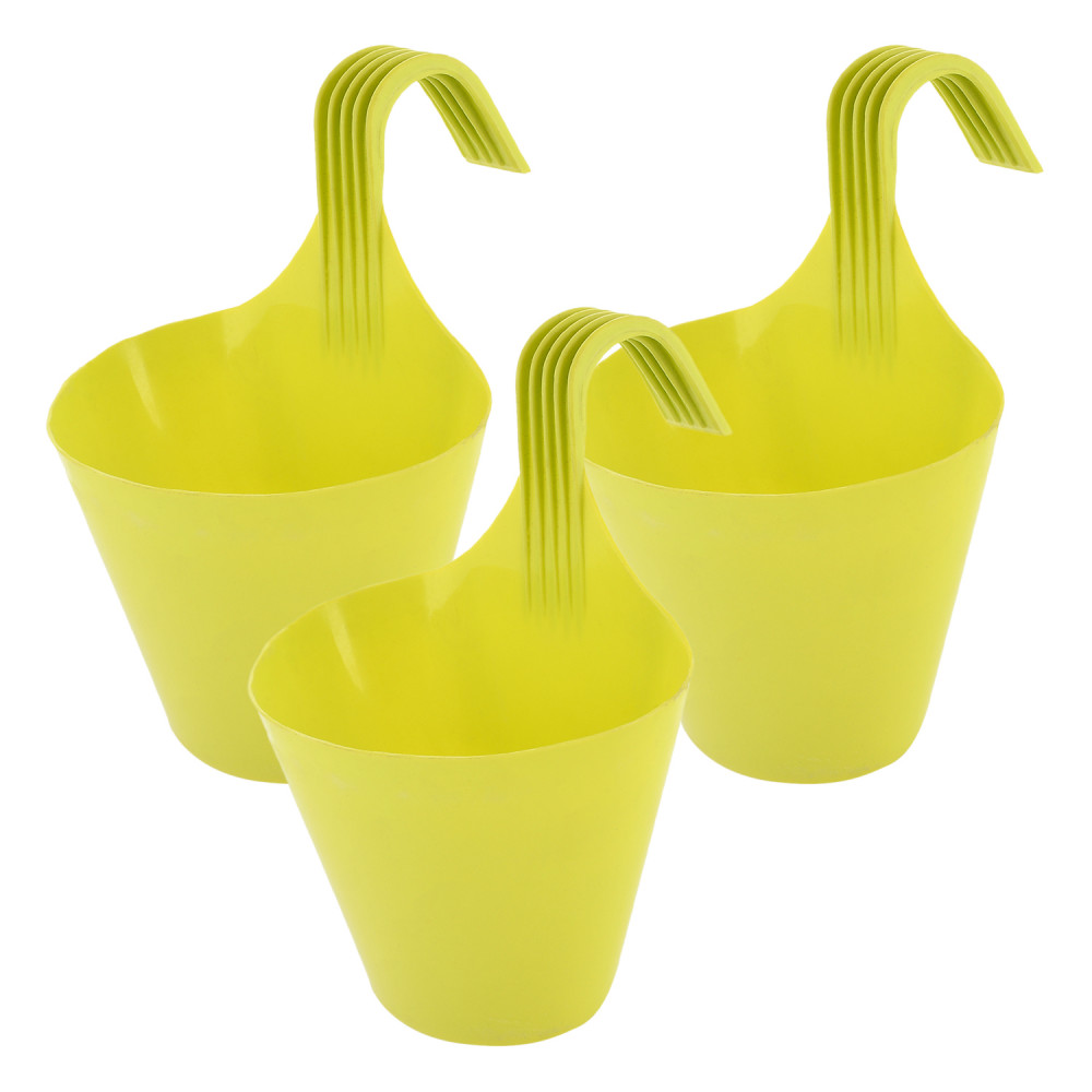 Kuber Industries Hanging Flower Pot|Single Hook Plant Container|Durable Plastic Glossy Finish Pots for Home|Balcony|Garden|9 Inch|(Green)