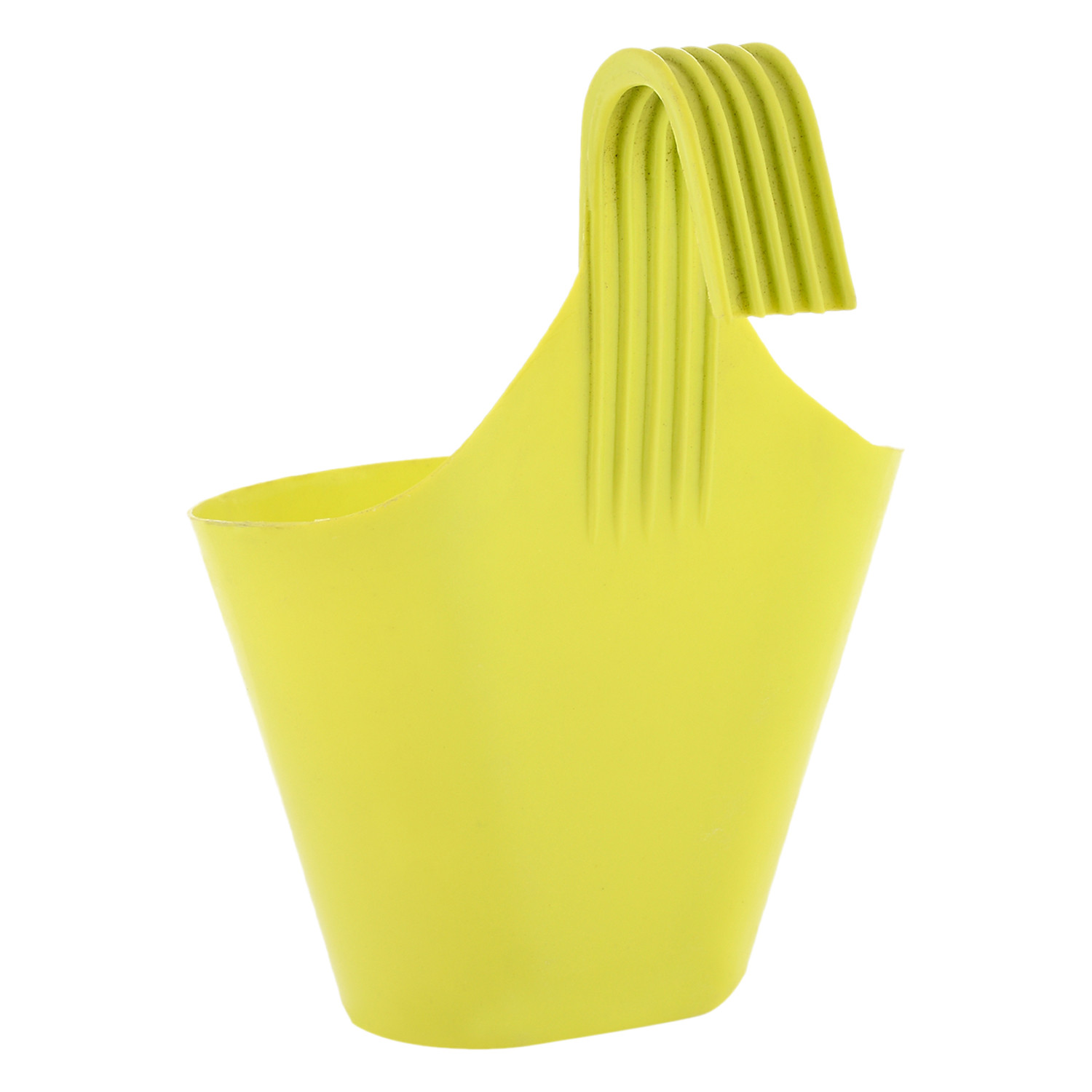 Kuber Industries Hanging Flower Pot|Single Hook Plant Container|Durable Plastic Glossy Finish Pots for Home|Balcony|Garden|9 Inch|(Green)