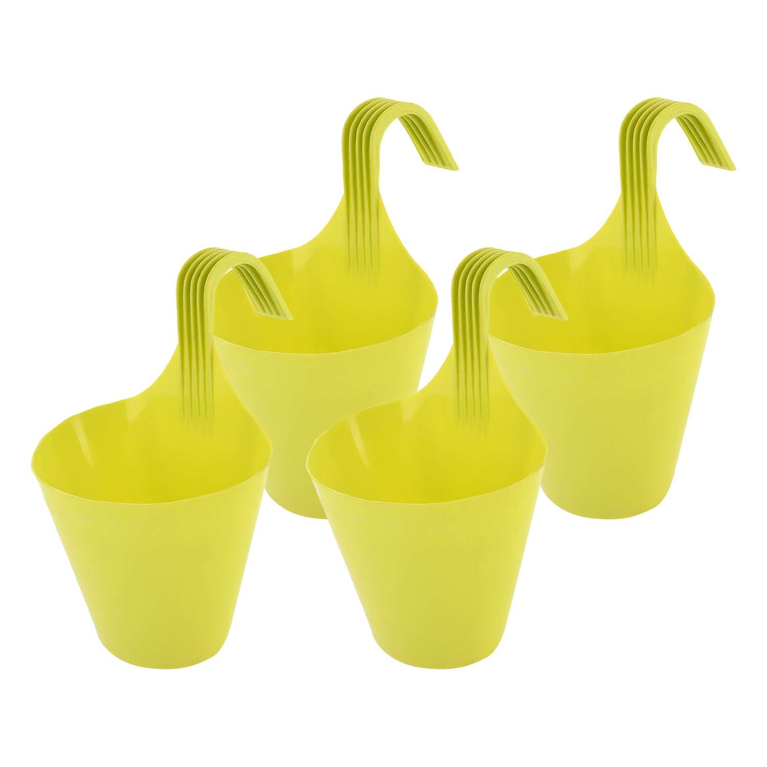 Kuber Industries Hanging Flower Pot|Single Hook Plant Container|Durable Plastic Glossy Finish Pots for Home|Balcony|Garden|9 Inch|(Green)