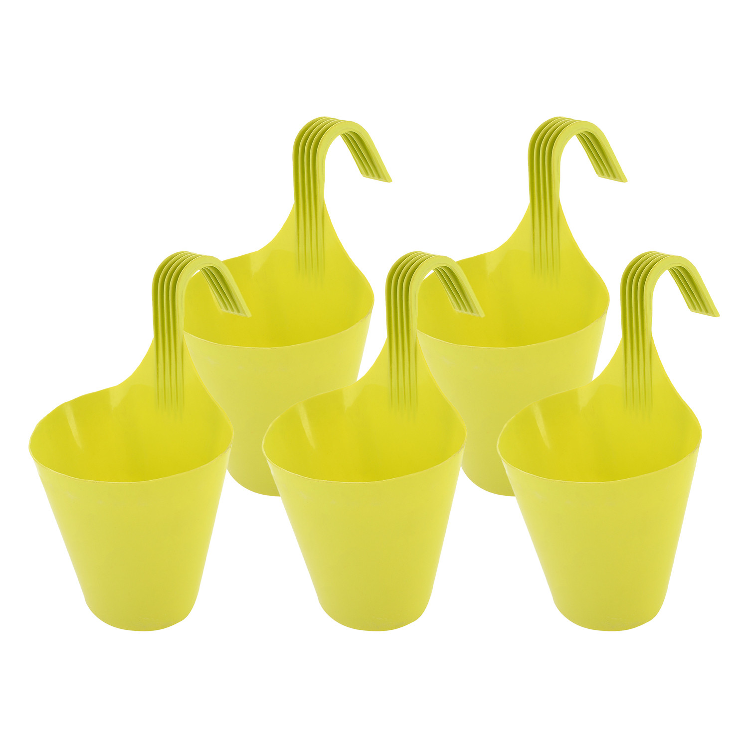 Kuber Industries Hanging Flower Pot|Single Hook Plant Container|Durable Plastic Glossy Finish Pots for Home|Balcony|Garden|9 Inch|(Green)