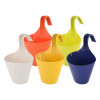 Kuber Industries Hanging Flower Pot|Single Hook Plant Container|Durable Plastic Glossy Finish Pots for Home|Balcony|Garden|9 Inch|Pack of 5 (Multicolor)