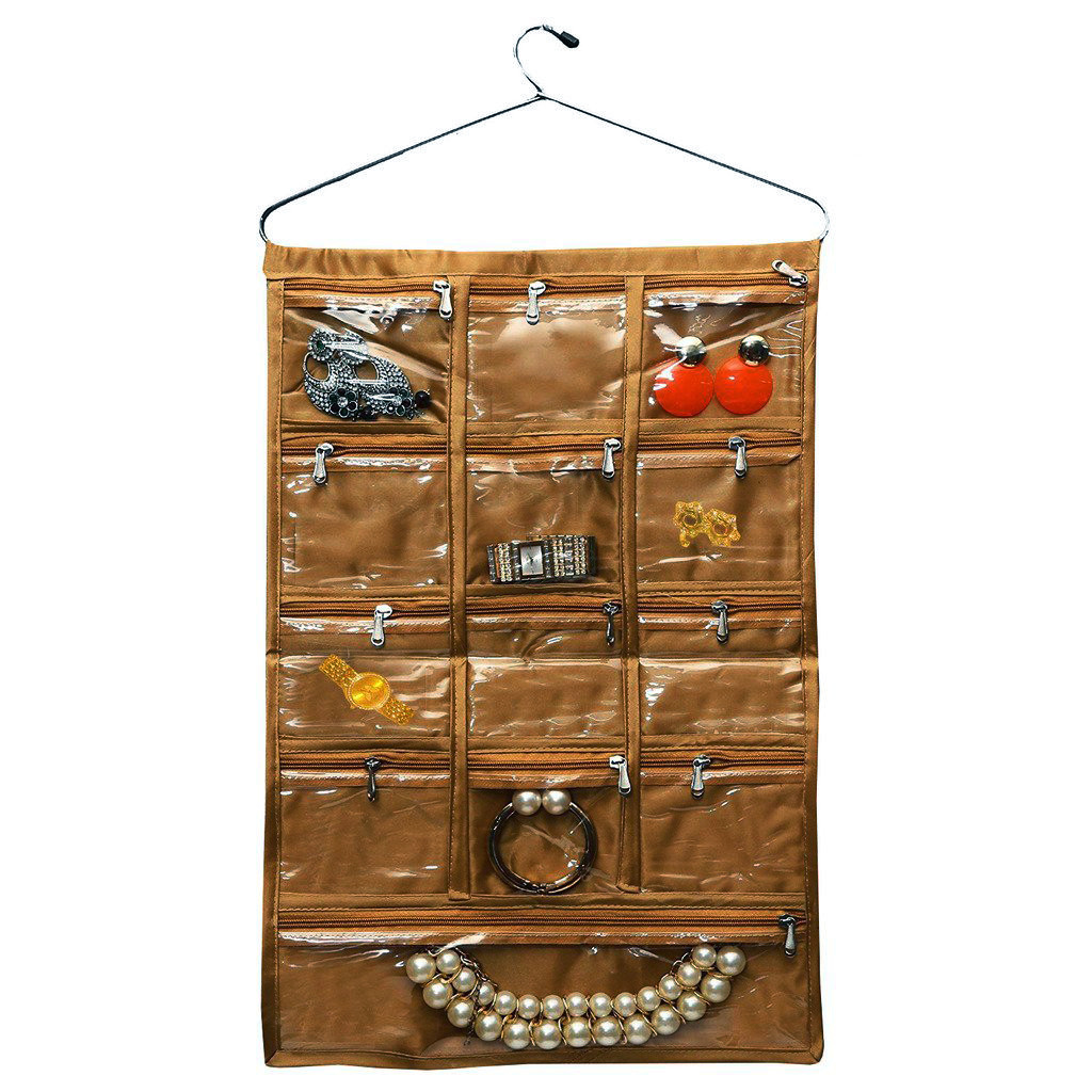 Kuber Industries Hanging Jewellery Organizer With Hanger (Gold)