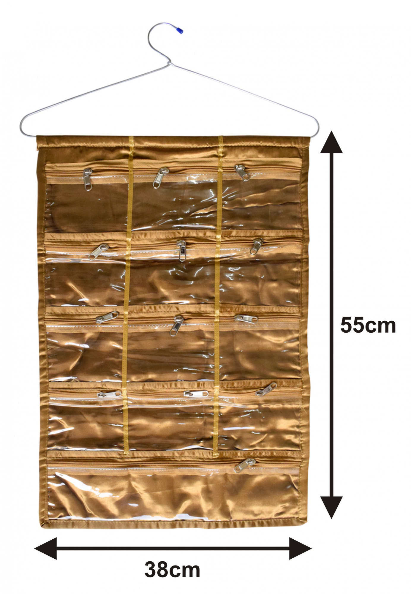 Kuber Industries Hanging Jewellery Organizer With Hanger (Gold)