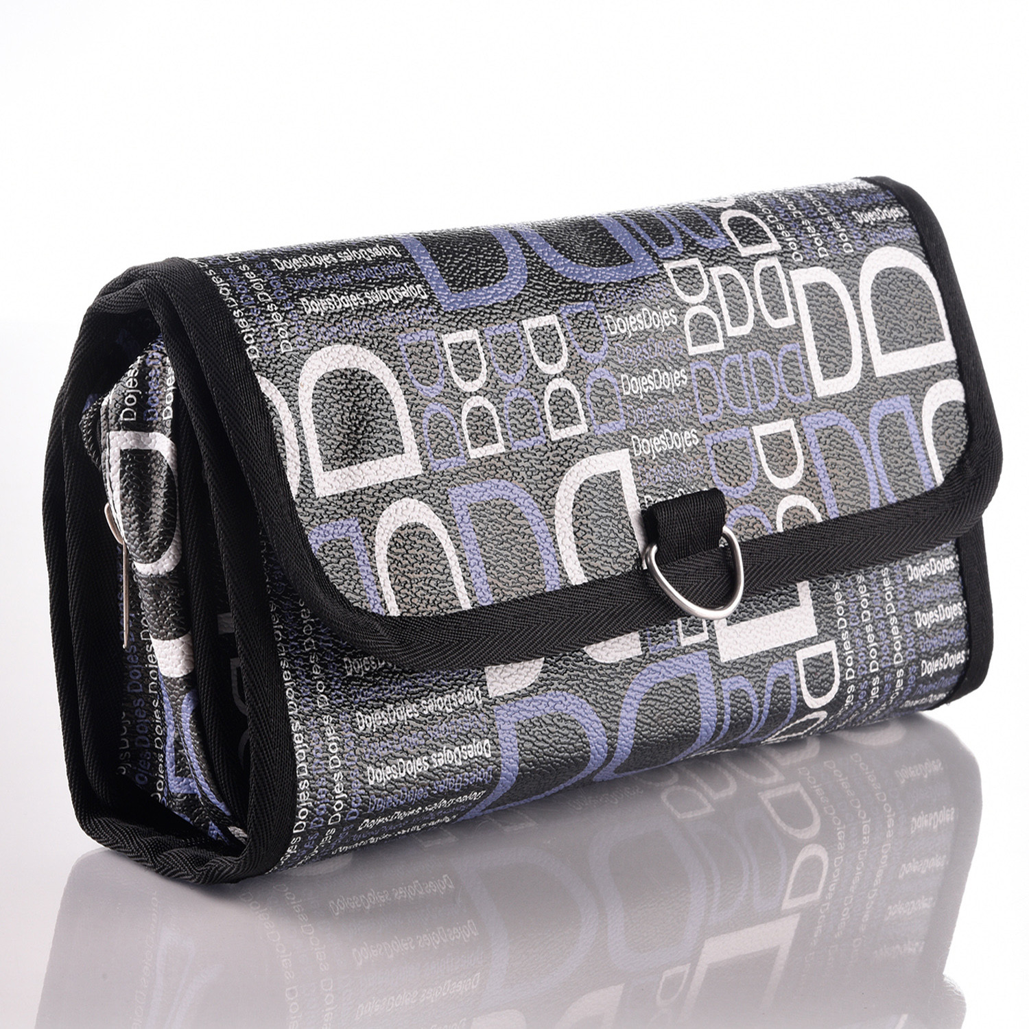 Kuber Industries Hanging Organizer|Rexine Makeup Travel Organizer|Foldable D Print Cosmetic Bag|Bathroom Organizer Kit|Toiletry Bag for Men & Women (Black)