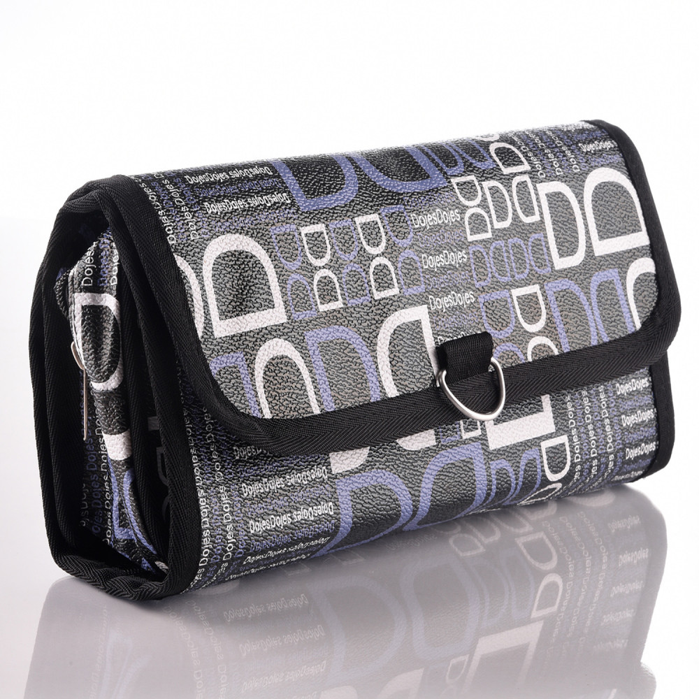 Kuber Industries Hanging Organizer|Rexine Makeup Travel Organizer|Foldable D Print Cosmetic Bag|Bathroom Organizer Kit|Toiletry Bag for Men &amp; Women (Black)