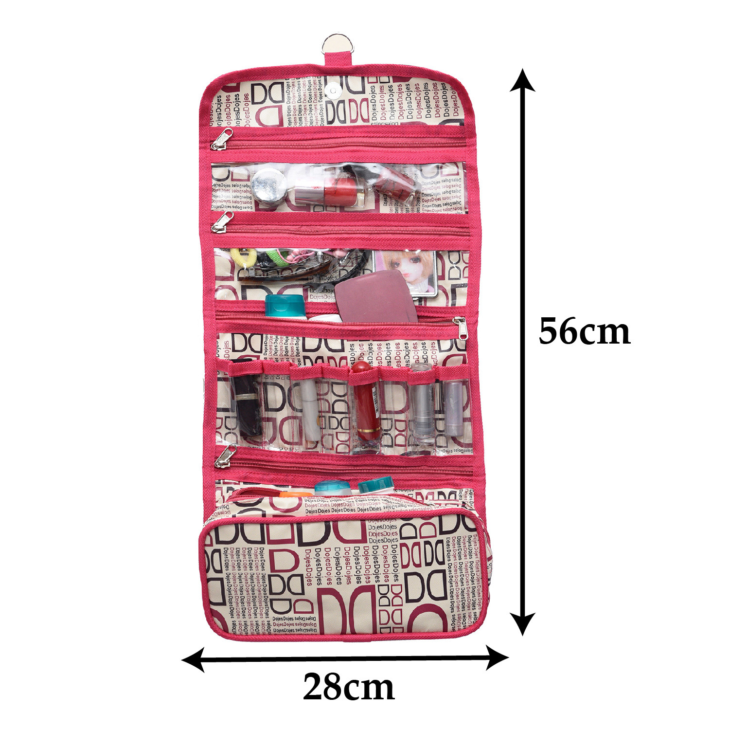 Kuber Industries Hanging Organizer|Rexine Makeup Travel Organizer|Foldable D Print Cosmetic Bag|Bathroom Organizer Kit|Toiletry Bag for Men & Women|Pack of 2 (Multi)