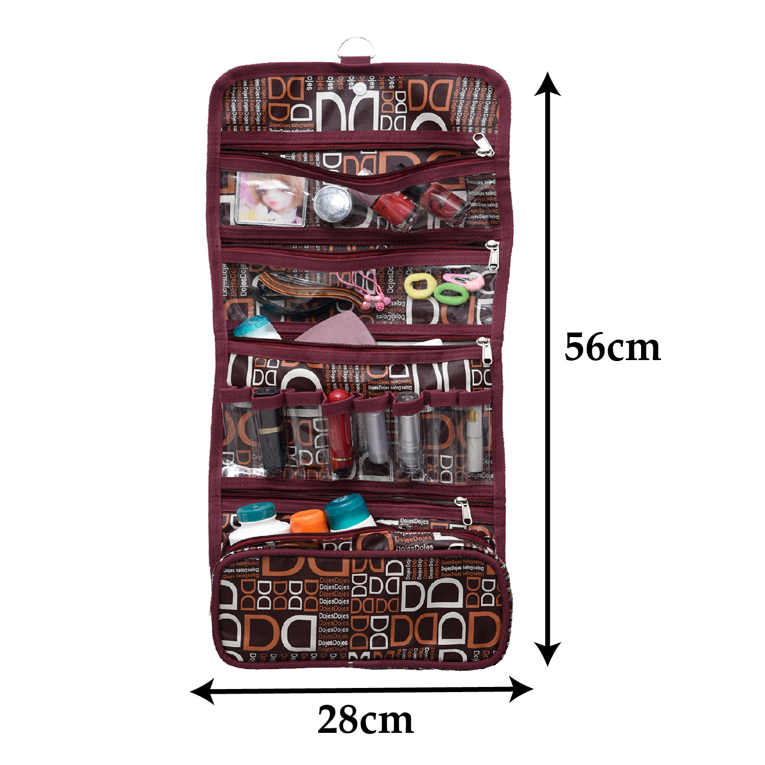 Kuber Industries Hanging Organizer|Rexine Makeup Travel Organizer|Foldable D Print Cosmetic Bag|Bathroom Organizer Kit|Toiletry Bag for Men & Women|Pack of 2 (Multi)