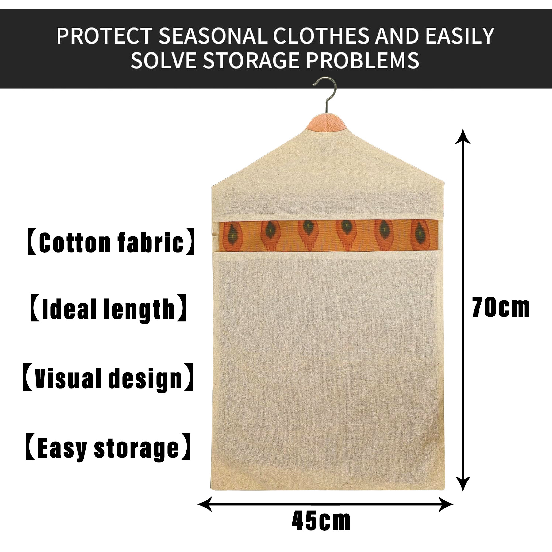 Kuber Industries Hanging Saree Bag | Cotton Clothes Bags for Storage | Hanging Cotton Saree Covers | Mesh Window Cloth Storage Bag | Saree Stoarge Covers with Zip |Cream
