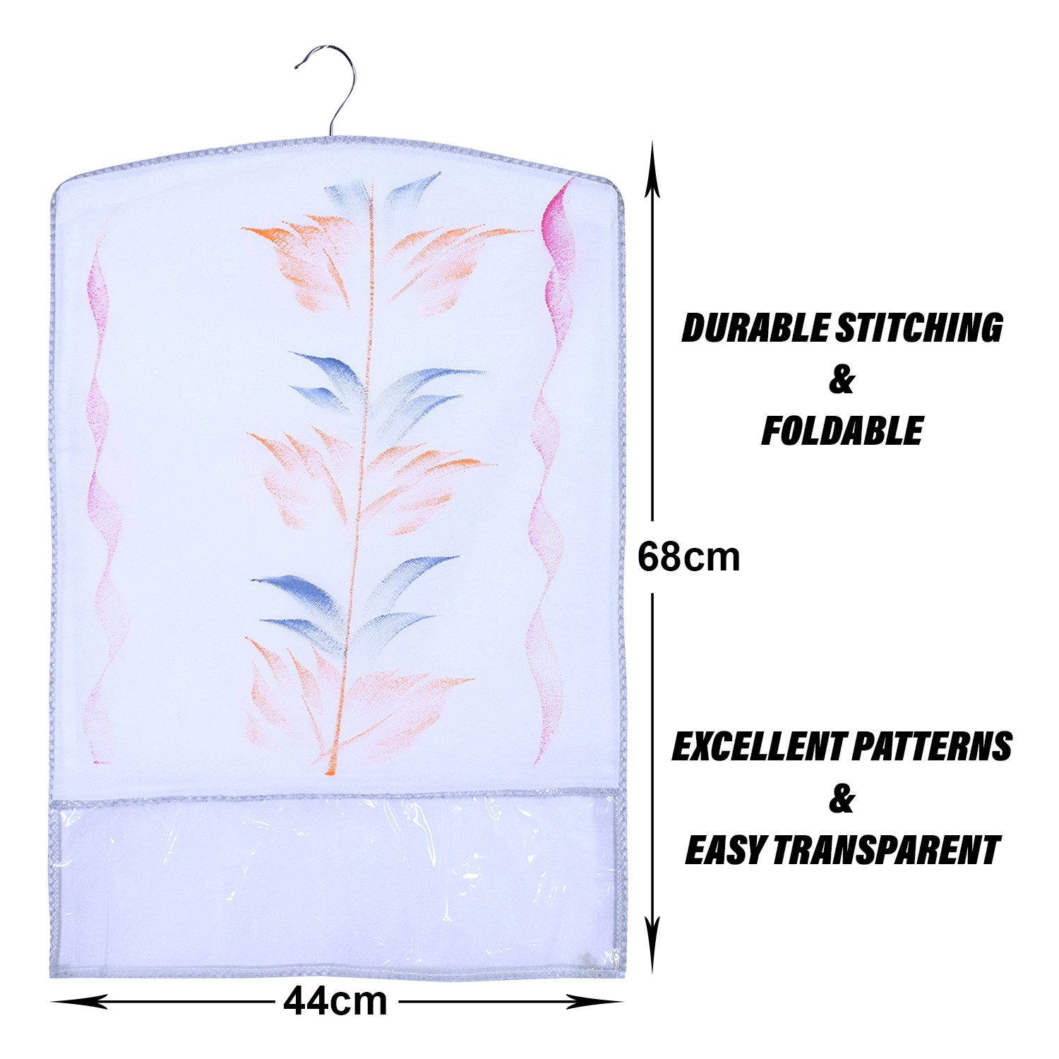 Kuber Industries Hanging Saree Cover | Brush Painting Pattern Saree Cover | Non-Woven Saree Covers for Home | Saree Cover with Small Transparent view |  Gray