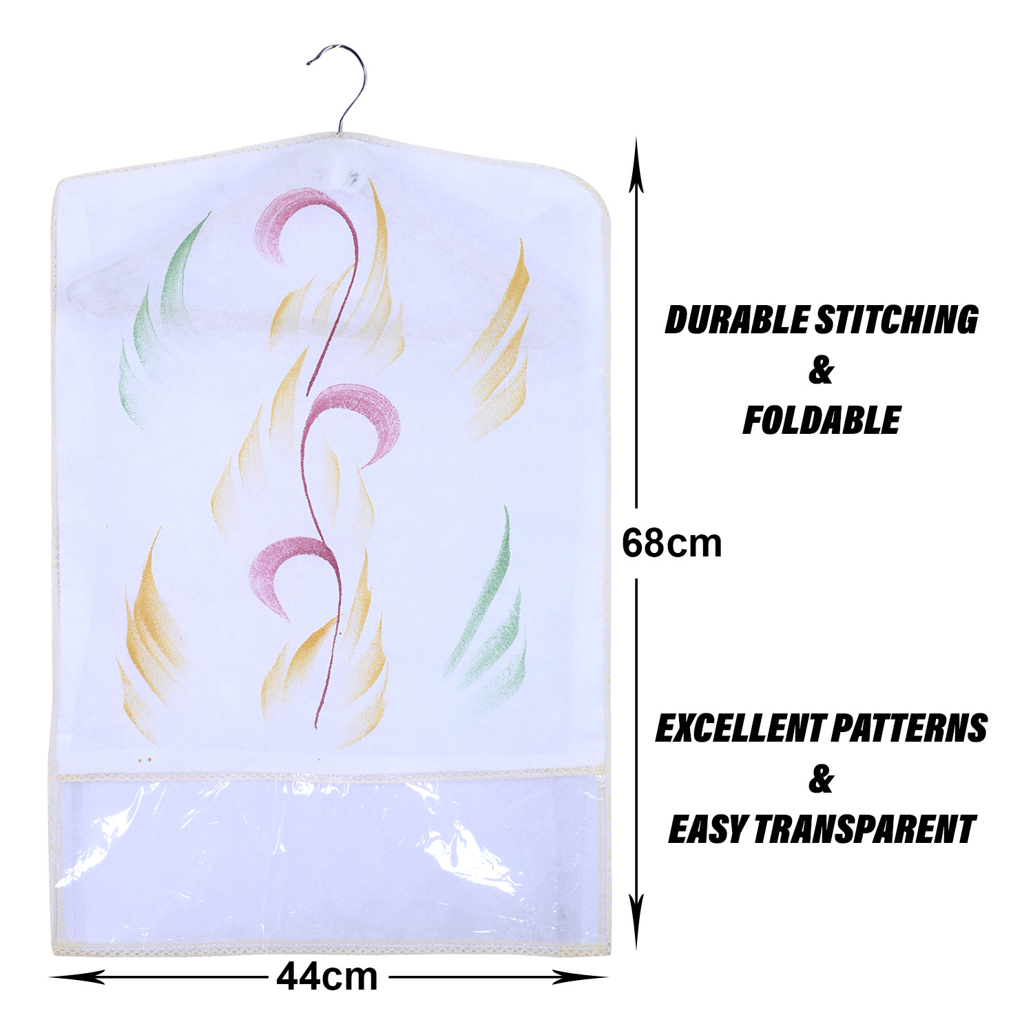 Kuber Industries Hanging Saree Cover | Brush Painting Pattern Saree Cover | Non-Woven Saree Covers for Home | Saree Cover with Small Transparent view |  Yellow
