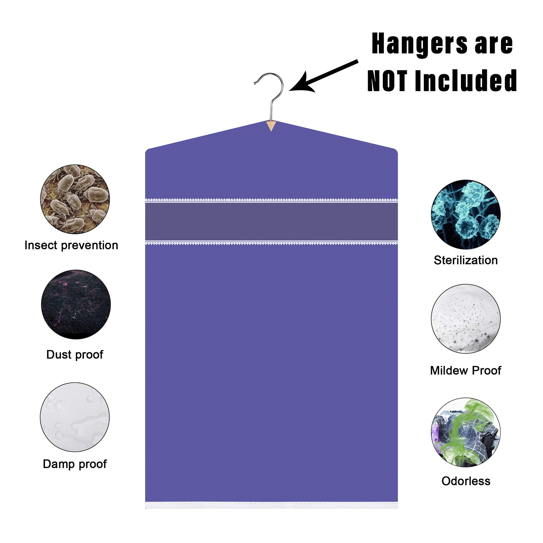Kuber Industries Hanging Saree Cover  Non-Woven Plain Hanging Saree Bag  Clothes Saree Stoarge Organizer  Small Transparent View Hanging Saree Cover  Pack of 3  Purple