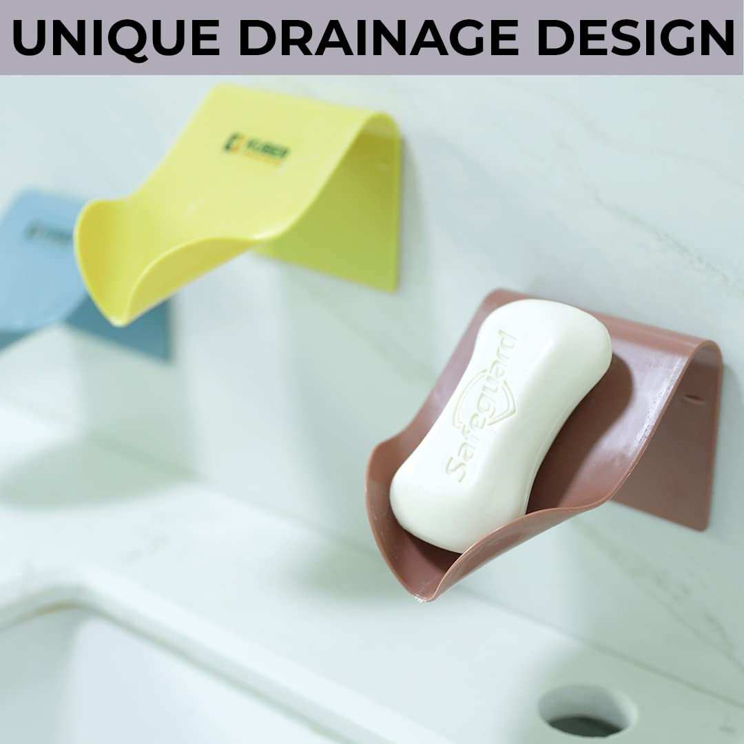Kuber Industries Hanging Soap Holder for Bathroom|Premium PP Material|Decorative Soap Stand With Unique Drainage Design|Easy to Install|Premium Bathroom Accessories|Pack of 3|E101|Multicolor
