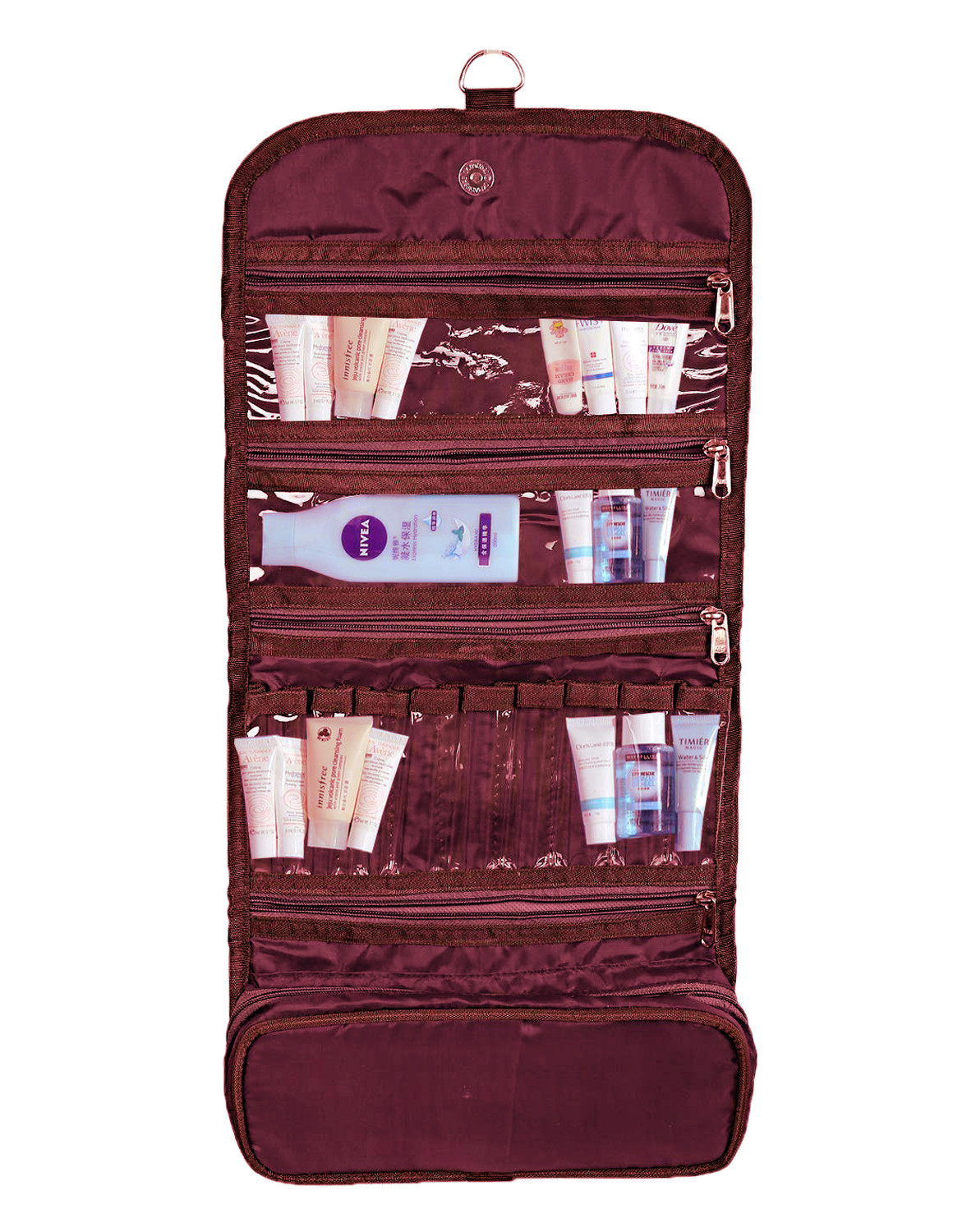 Kuber Industries Hanging Travel Toiletry Bag for Men And Women, Makeup Bag, Cosmetic Bag, Bathroom And Shower Organizer Kit (Maroon)