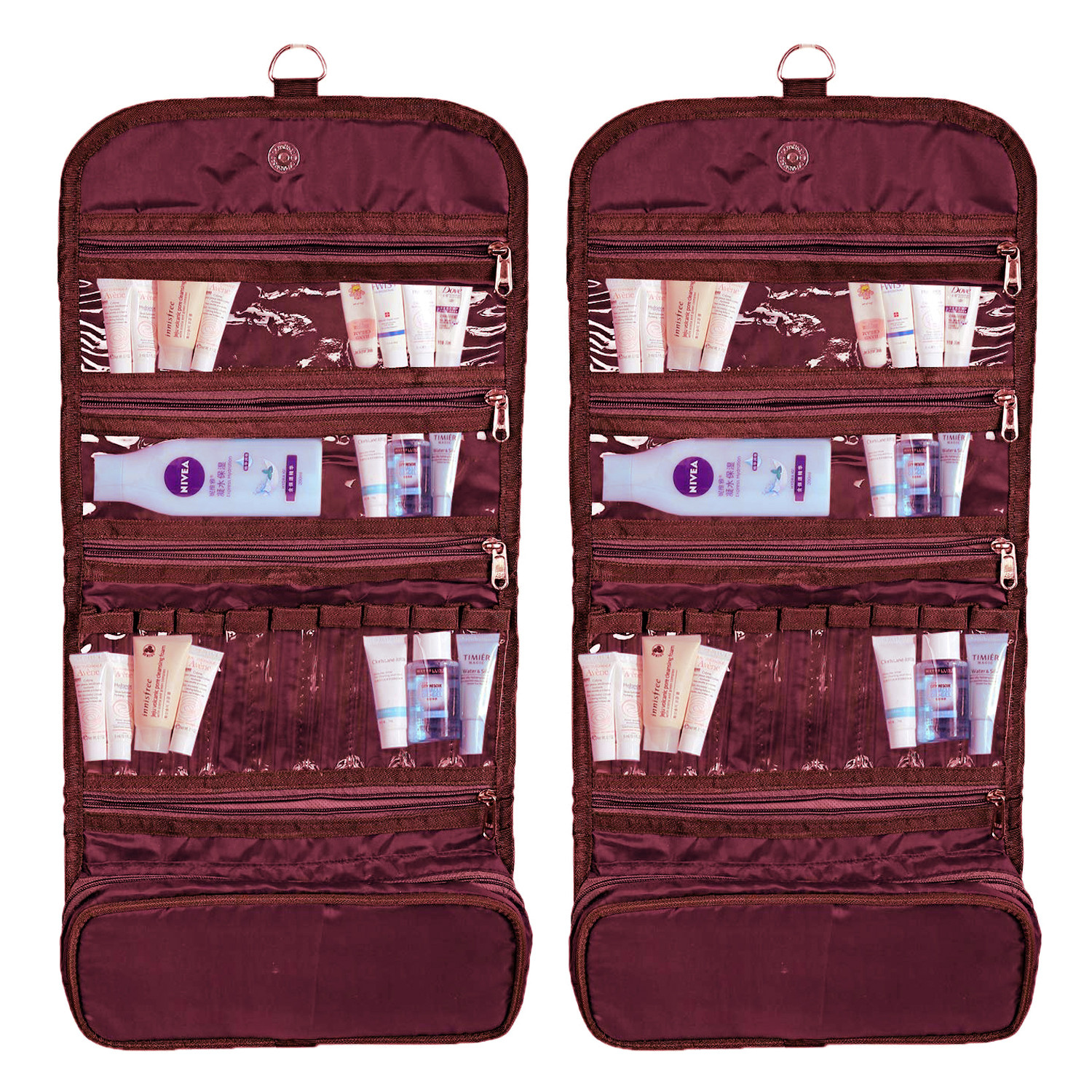 Kuber Industries Hanging Travel Toiletry Bag for Men And Women, Makeup Bag, Cosmetic Bag, Bathroom And Shower Organizer Kit (Maroon)