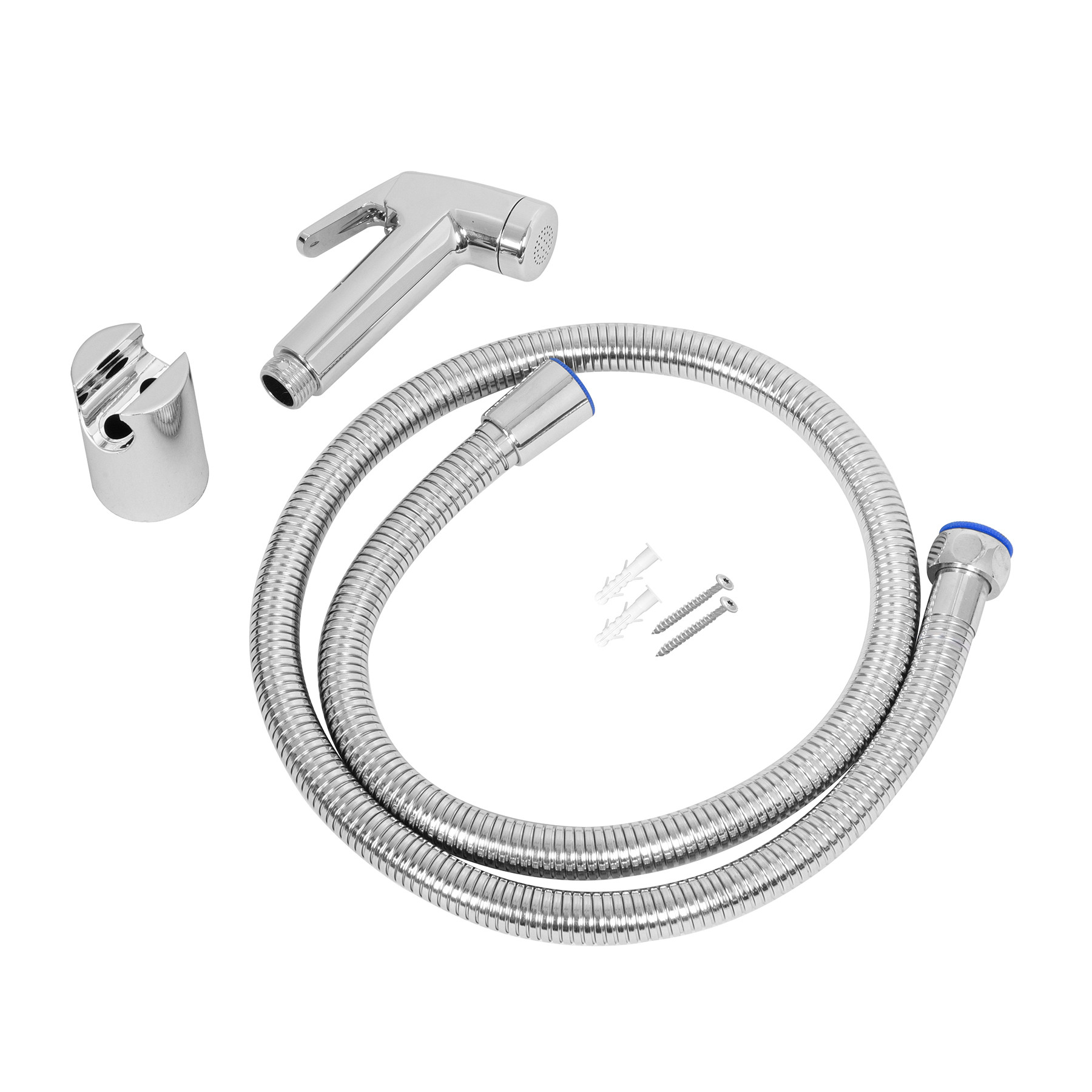 Kuber Industries Health Faucet | Stainless Steel Jet Spray for Toilet | Health Faucet for Toilet | Hand Faucets with Hose & Wall Hook | Toilet Desire Health Faucet | Silver