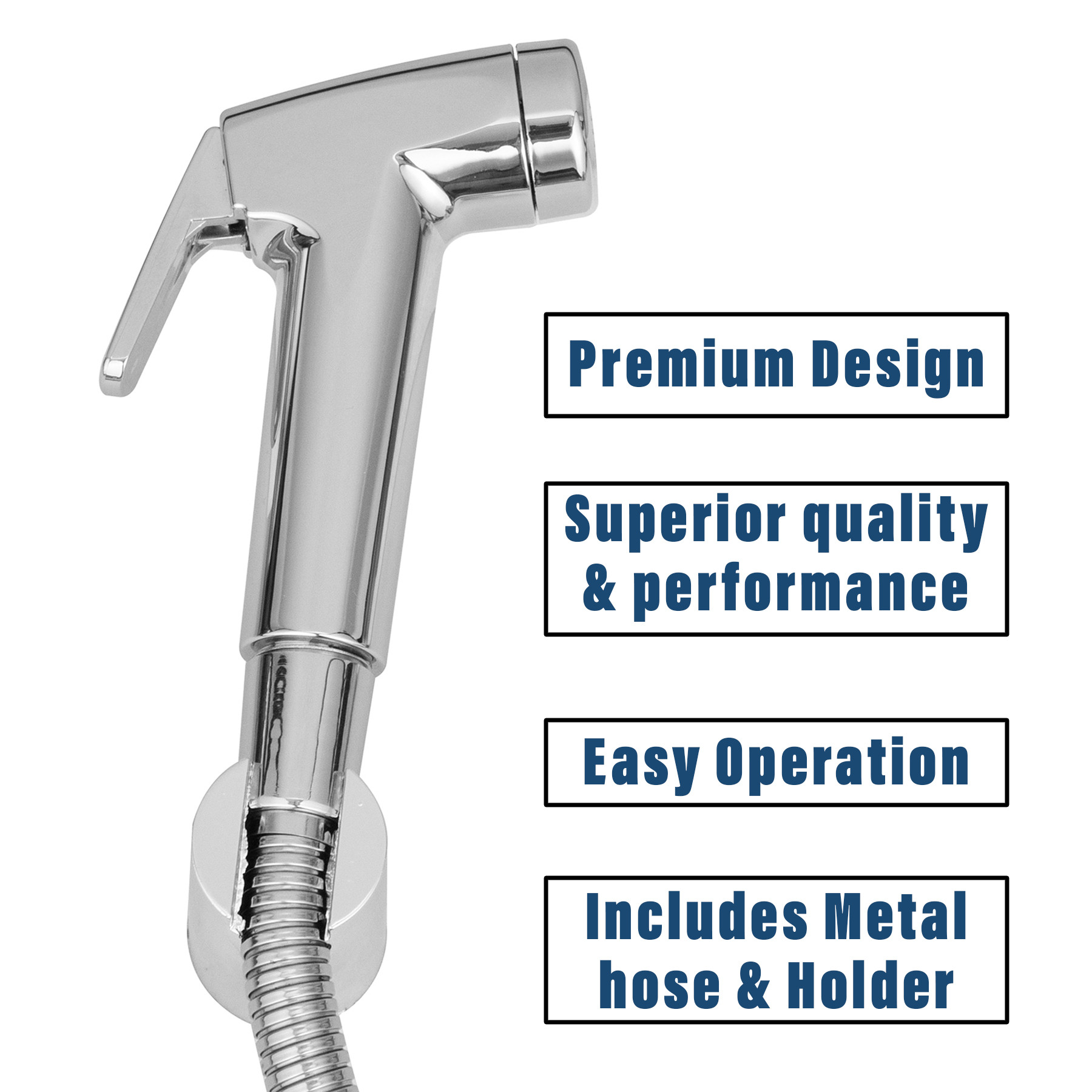 Kuber Industries Health Faucet | Stainless Steel Jet Spray for Toilet | Health Faucet for Toilet | Hand Faucets with Hose & Wall Hook | Toilet Desire Health Faucet | Silver