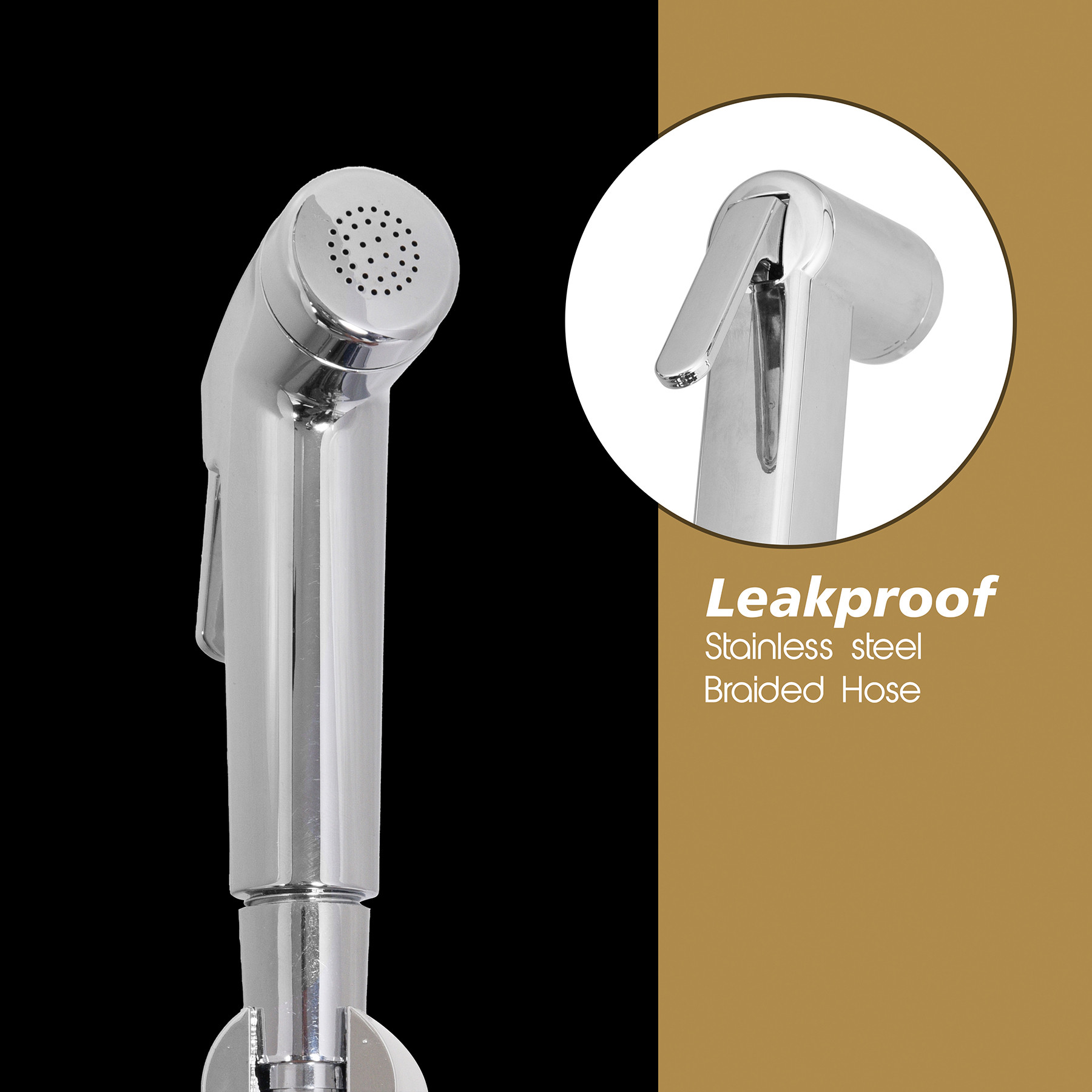 Kuber Industries Health Faucet | Stainless Steel Jet Spray for Toilet | Health Faucet for Toilet | Hand Faucets with Hose & Wall Hook | Toilet Desire Health Faucet | Silver