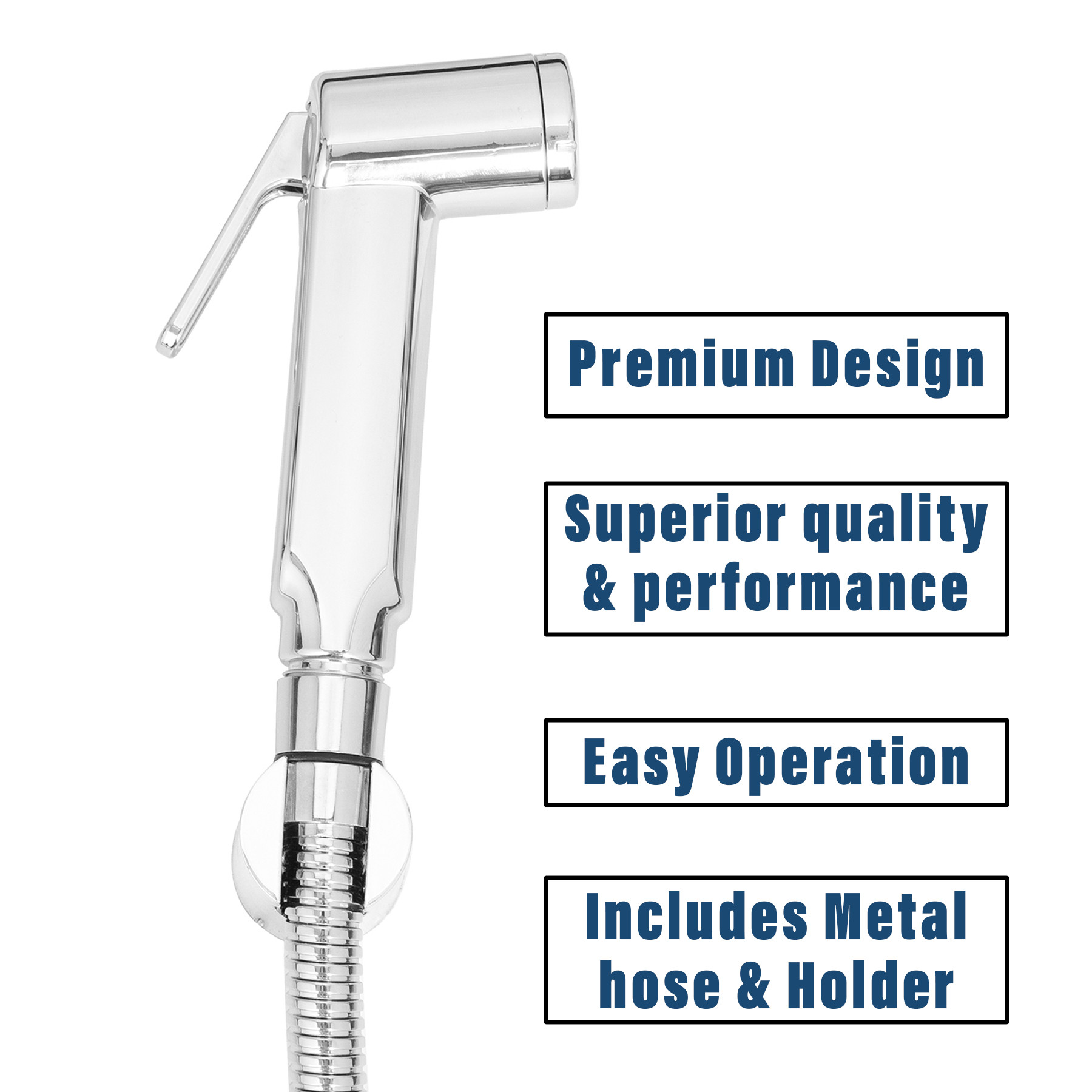 Kuber Industries Health Faucet | Stainless Steel Jet Spray for Toilet | Health Faucet for Toilet | Hand Faucets with Hose & Wall Hook | Toilet Opal Health Faucet | Silver
