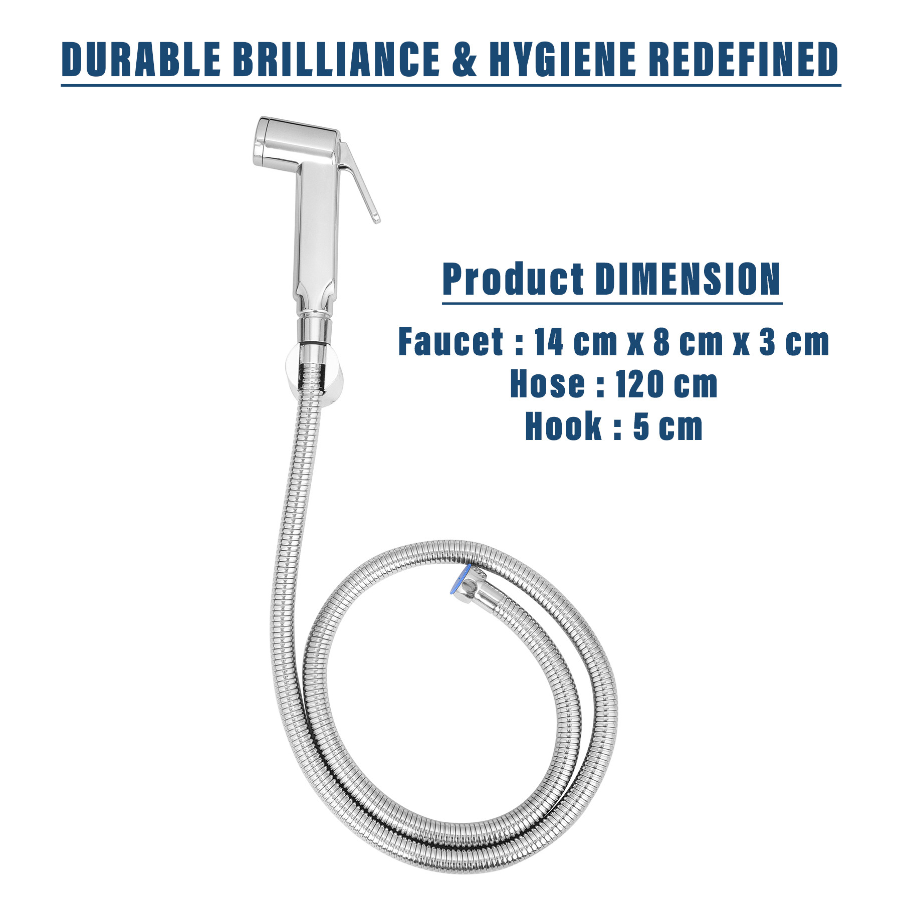 Kuber Industries Health Faucet | Stainless Steel Jet Spray for Toilet | Health Faucet for Toilet | Hand Faucets with Hose & Wall Hook | Toilet Opal Health Faucet | Silver