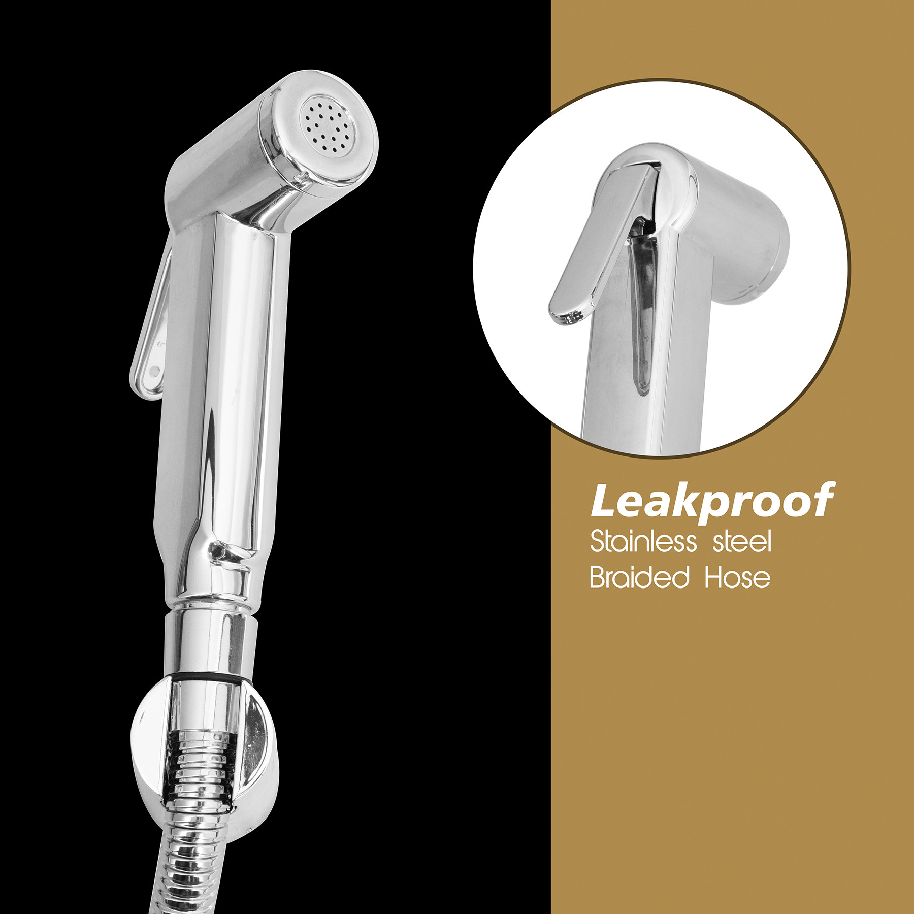 Kuber Industries Health Faucet | Stainless Steel Jet Spray for Toilet | Health Faucet for Toilet | Hand Faucets with Hose & Wall Hook | Toilet Opal Health Faucet | Silver