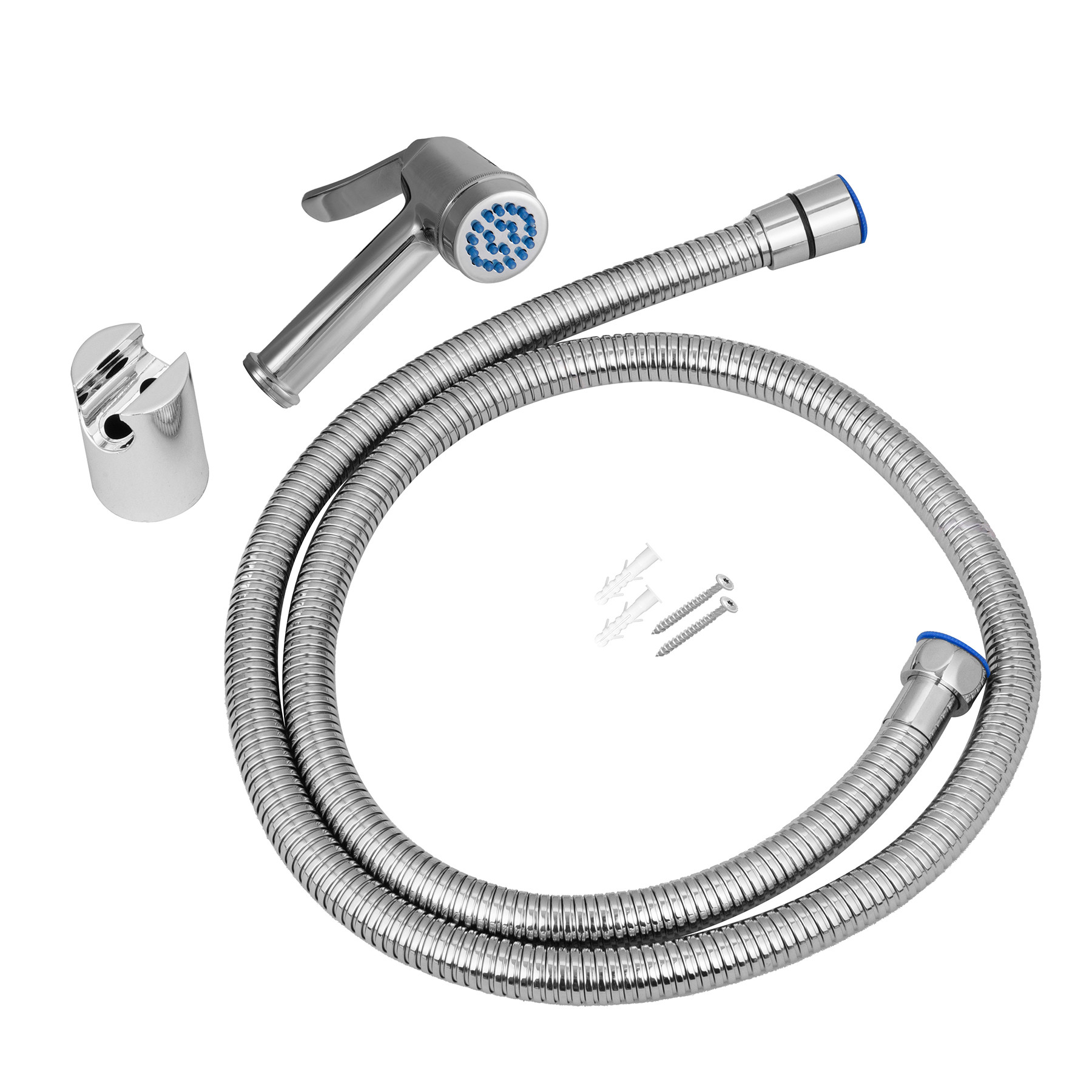 Kuber Industries Health Faucet | Stainless Steel Jet Spray for Toilet | Health Faucet for Toilet | Hand Faucets with Hose & Wall Hook | Toilet Nozzle Health Faucet | Silver