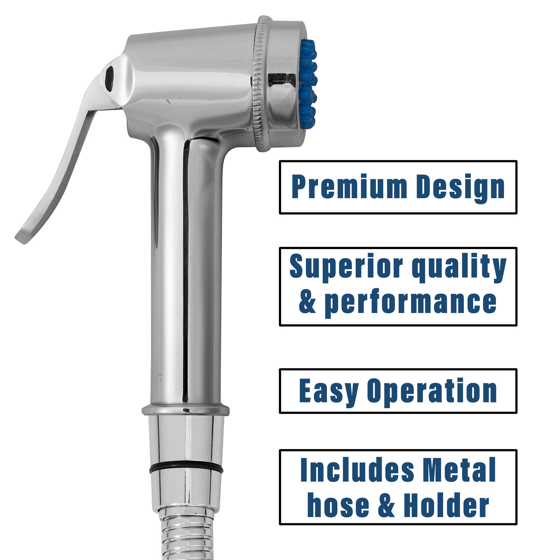 Kuber Industries Health Faucet | Stainless Steel Jet Spray for Toilet | Health Faucet for Toilet | Hand Faucets with Hose & Wall Hook | Toilet Nozzle Health Faucet | Silver