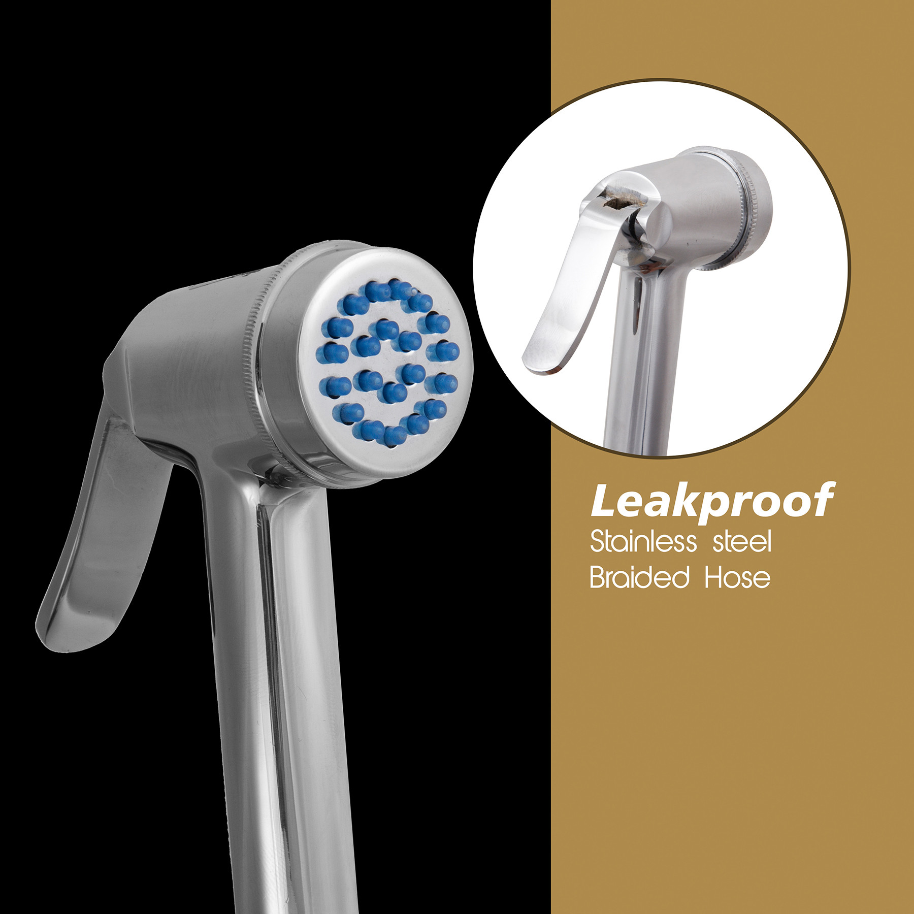 Kuber Industries Health Faucet | Stainless Steel Jet Spray for Toilet | Health Faucet for Toilet | Hand Faucets with Hose & Wall Hook | Toilet Nozzle Health Faucet | Silver