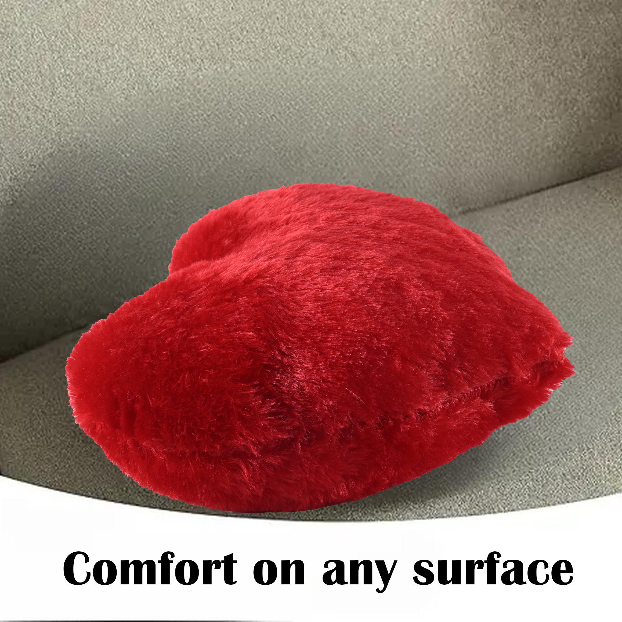 Kuber Industries Heart Shape 18 Inches Decorative Plushie Cushions for Sofa  Bed  Head Rest  Soft Cushion Pillow for Car  Room Decoration  Plain - Blood Red
