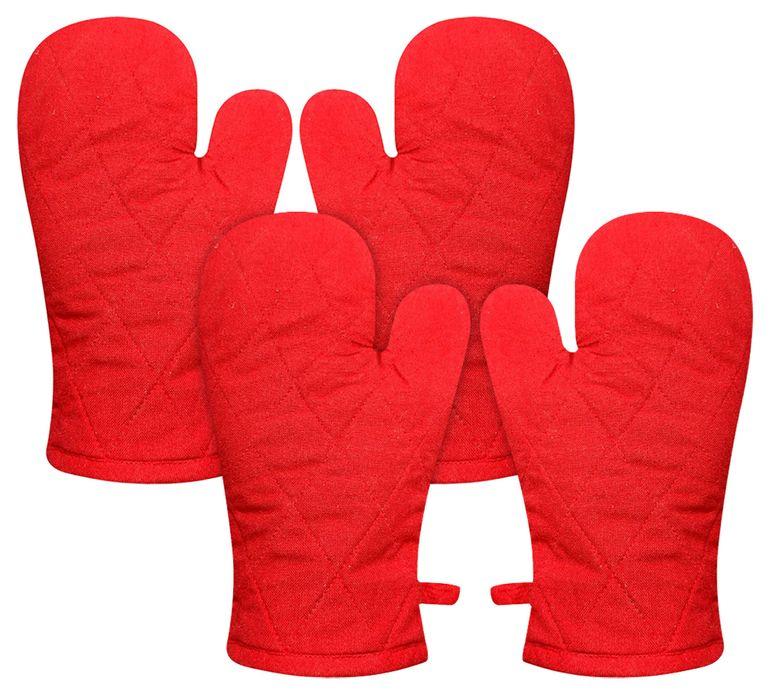 Kuber Industries Heat Resistant Cotton Kitchen Oven Mitt Microwave Gloves,(Red)-HS40KUBMART23975
