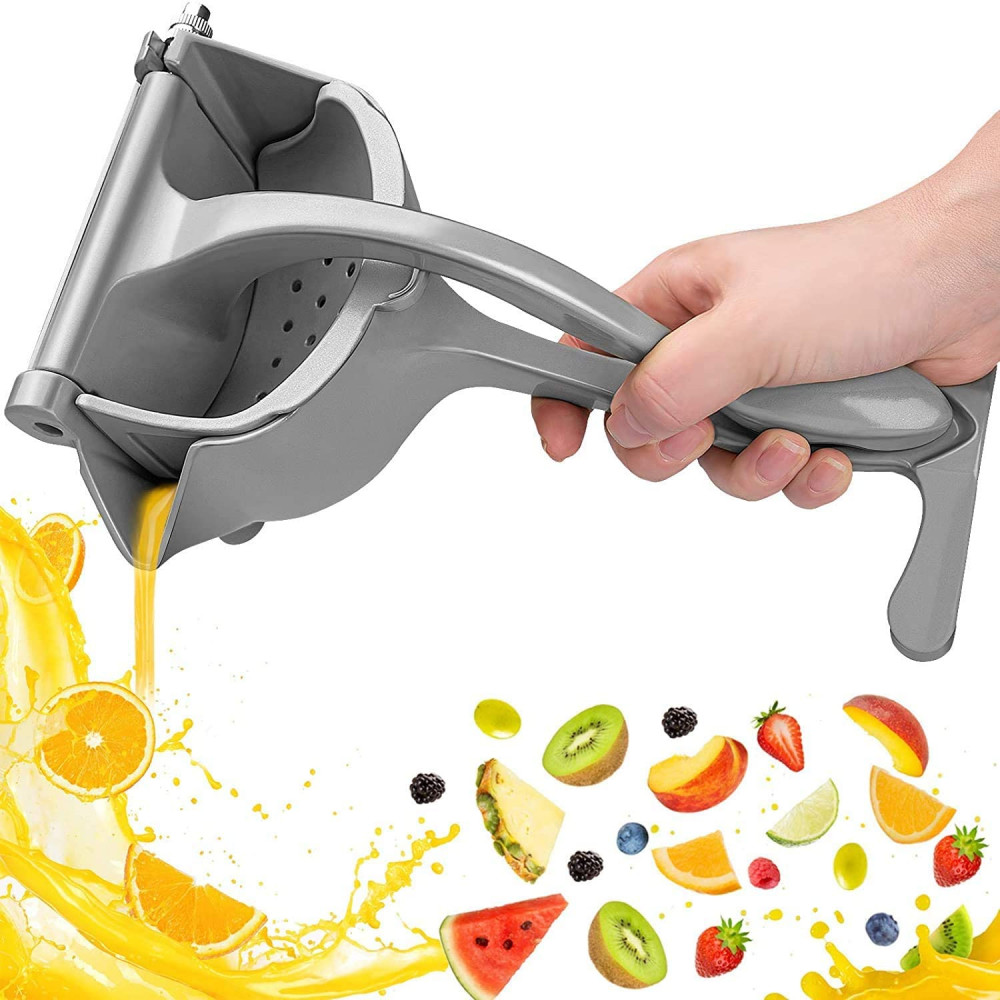 Kuber Industries Heavy Aluminum Single Press Lemon Squeezer/Juicer, HAnd Squeezer, Manual Citrus Press Juicer, Lemon Lime juice, orange juice, apple juice (Grey)